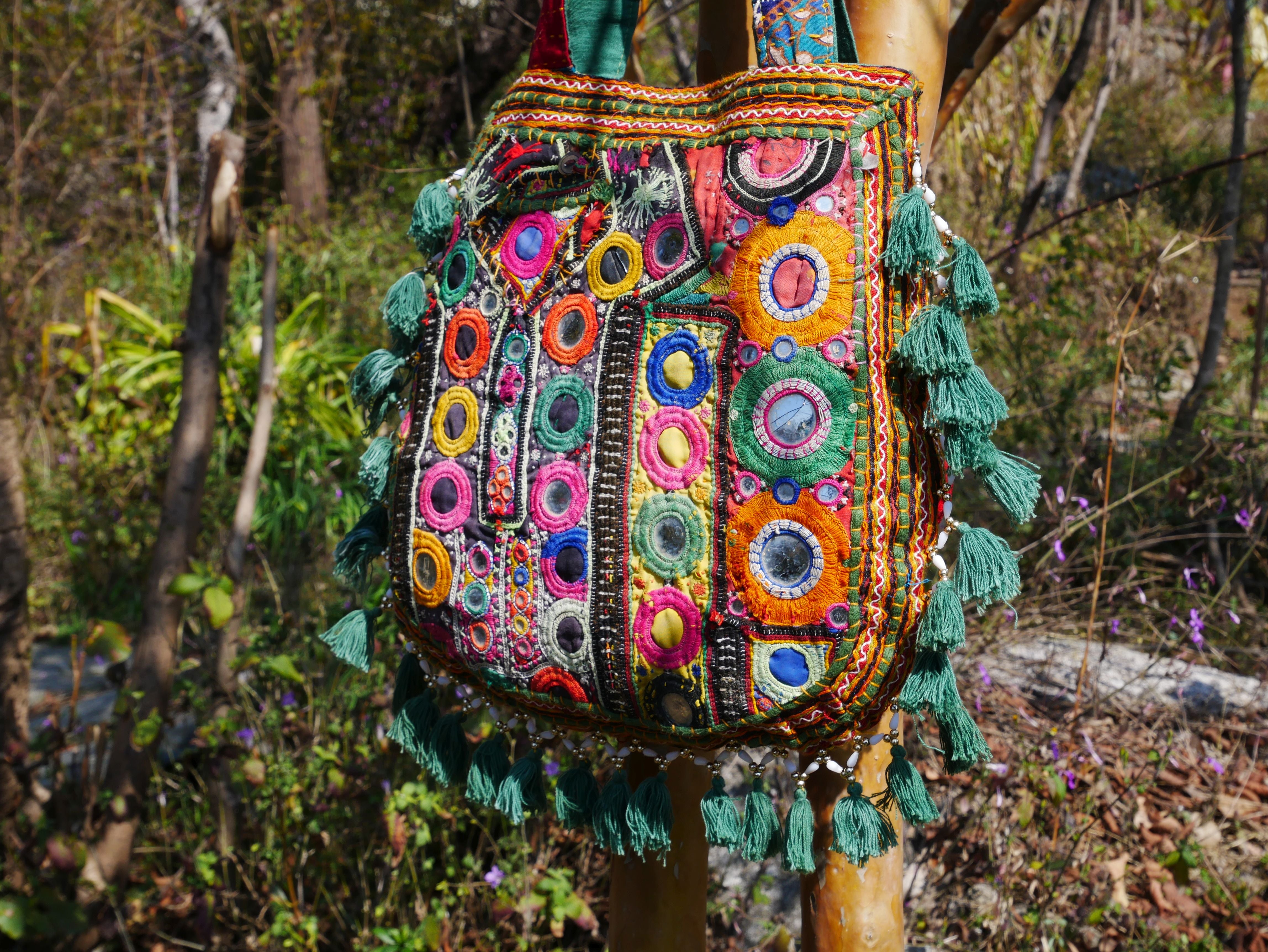 Mandala Crafts Hippie Bag - Boho Bag - Hobo Hippie Purse - Indie Style  Hippie Crossbody Bag - Bohemian Sling Shoulder Bag Orange Sun 