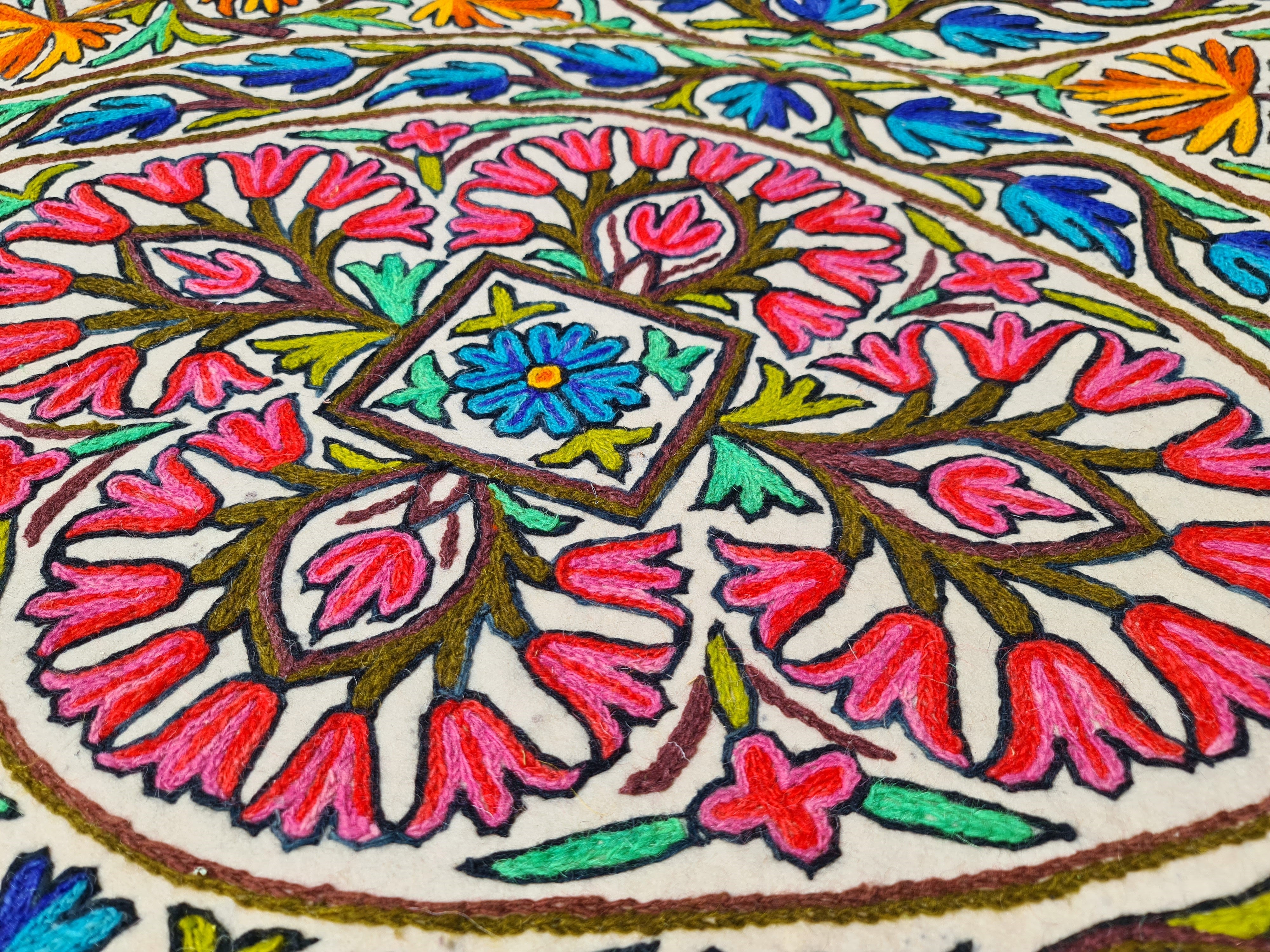 Warmth and Whimsy: Handmade Namda Wool Rug 5x7ft – Crafted with Love in Kashmir for Cozy Floors and Boho Flair - The Shanti Home