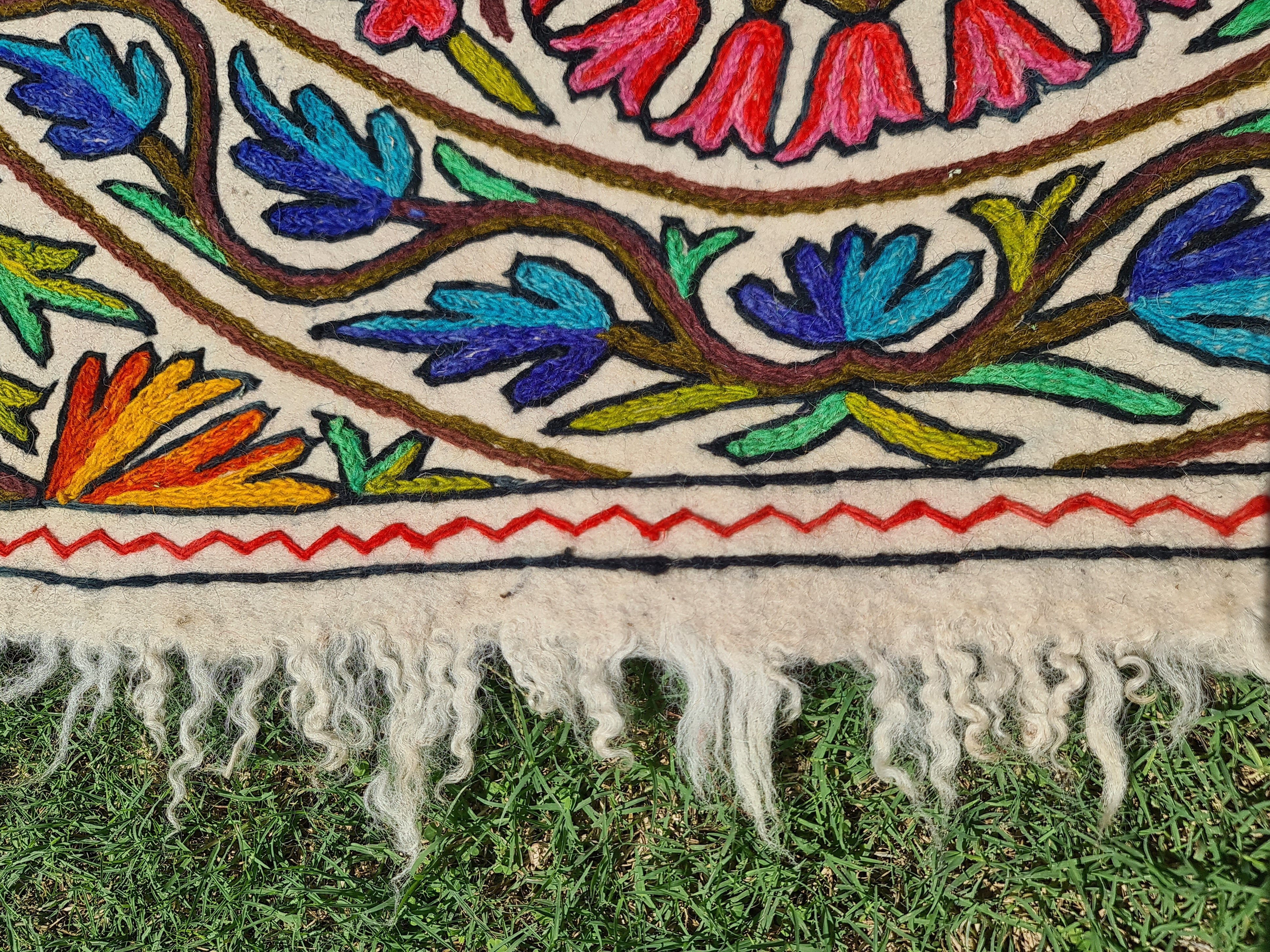Warmth and Whimsy: Handmade Namda Wool Rug 5x7ft – Crafted with Love in Kashmir for Cozy Floors and Boho Flair - The Shanti Home