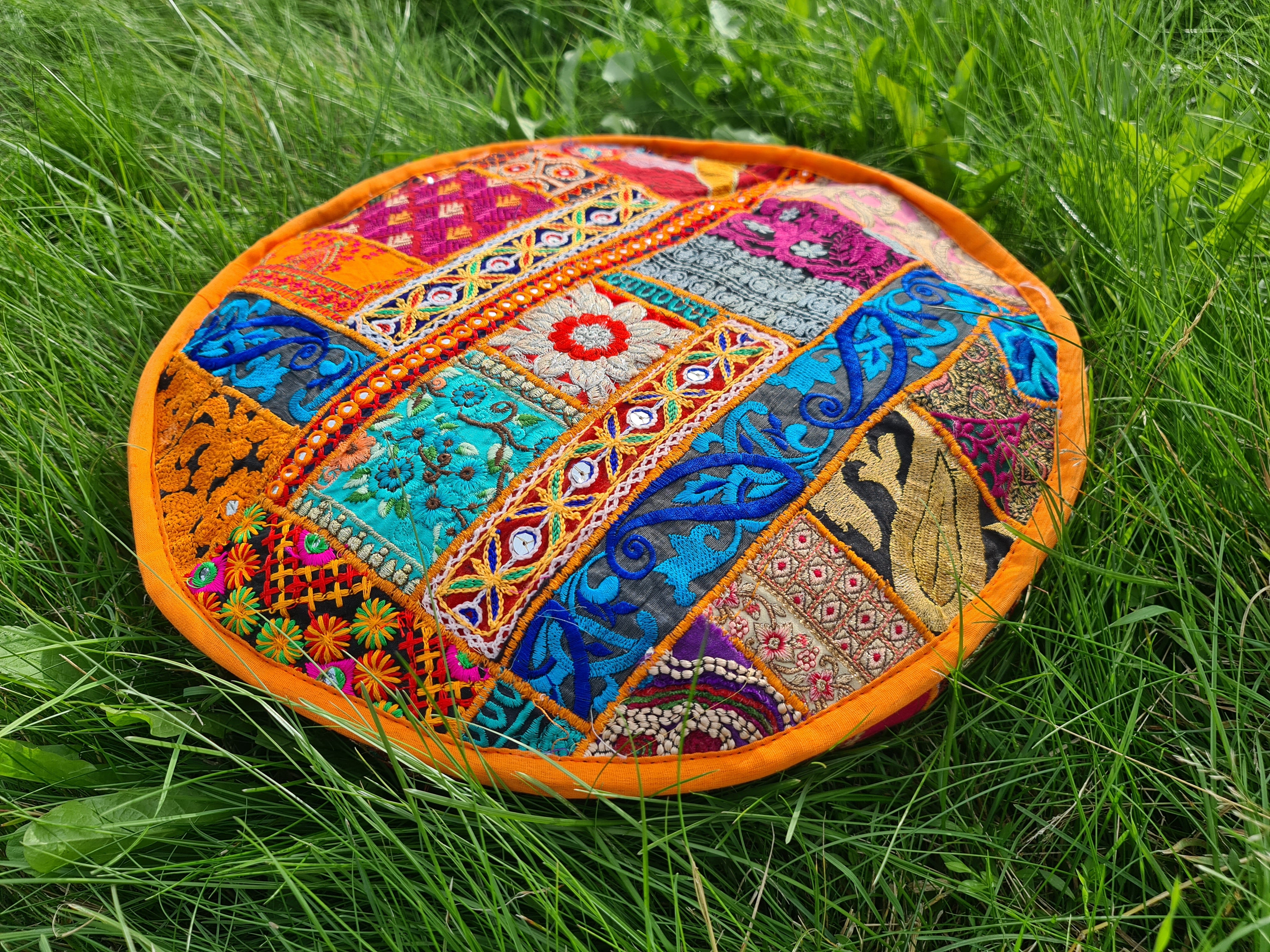 Funda de cojín de meditación – Almohada de suelo bohemia india tipo patchwork para sentarse en el suelo