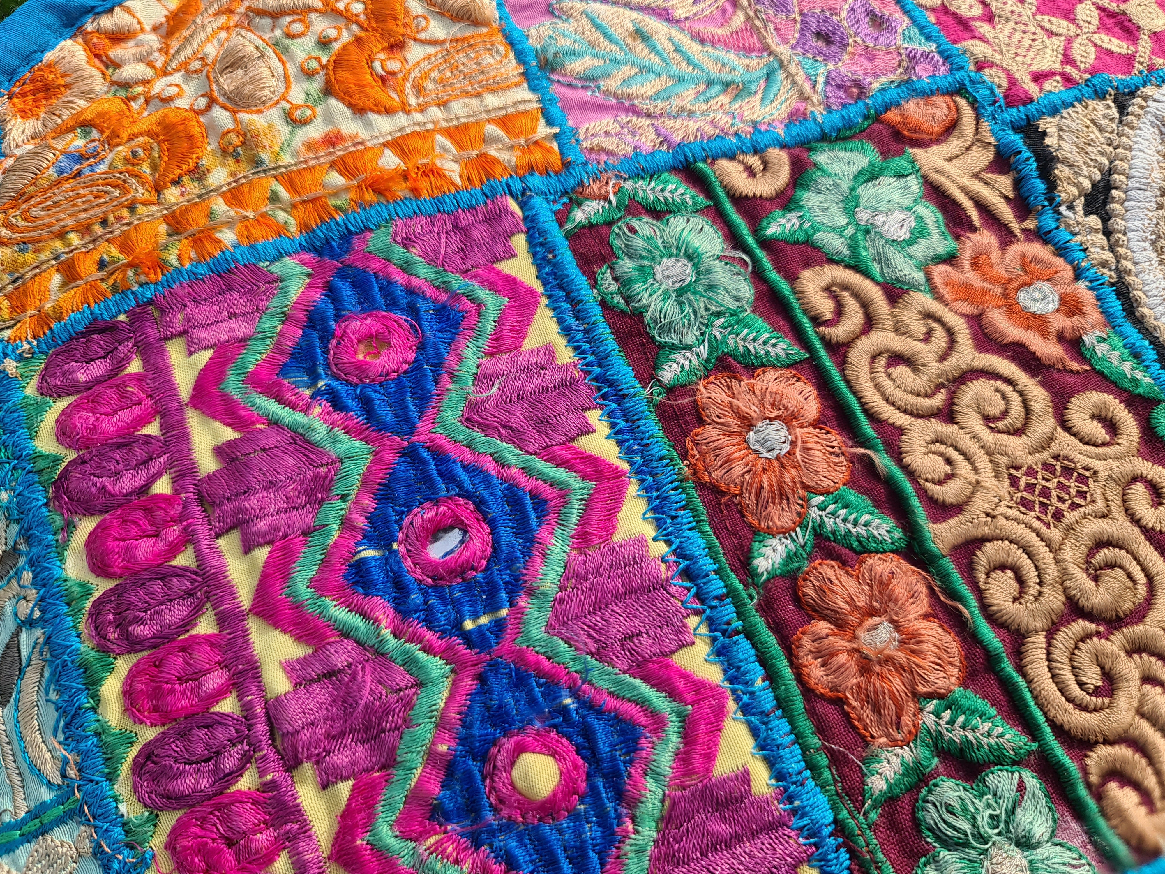 Funda de cojín de meditación – Almohada de suelo estilo bohemio indio de patchwork para sentarse en el suelo