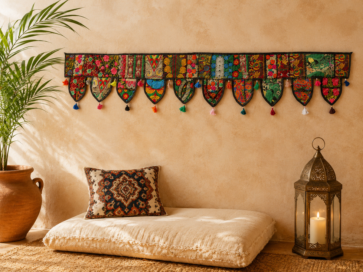 Extra Large Indian Toran 6.5 ft – Handmade Door Hanging & Window Valance