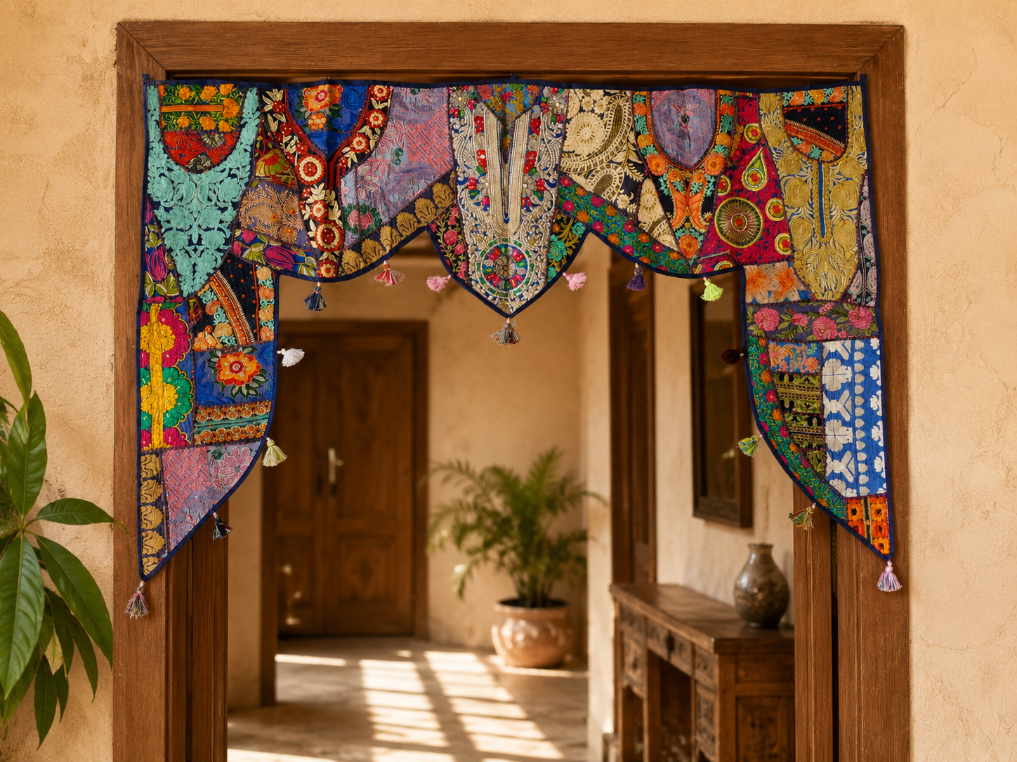 Tapiz indio para colgar en la puerta - Toran - Tapiz de pared colorido para decoración de pared bohemia y hogares hippies