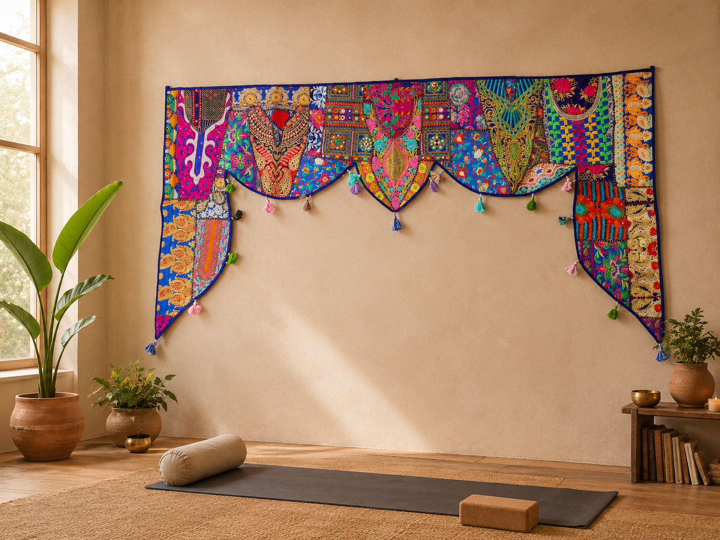 Tapiz indio para colgar en la puerta - Toran - Tapiz de pared colorido para decoración de pared bohemia y hogares hippies
