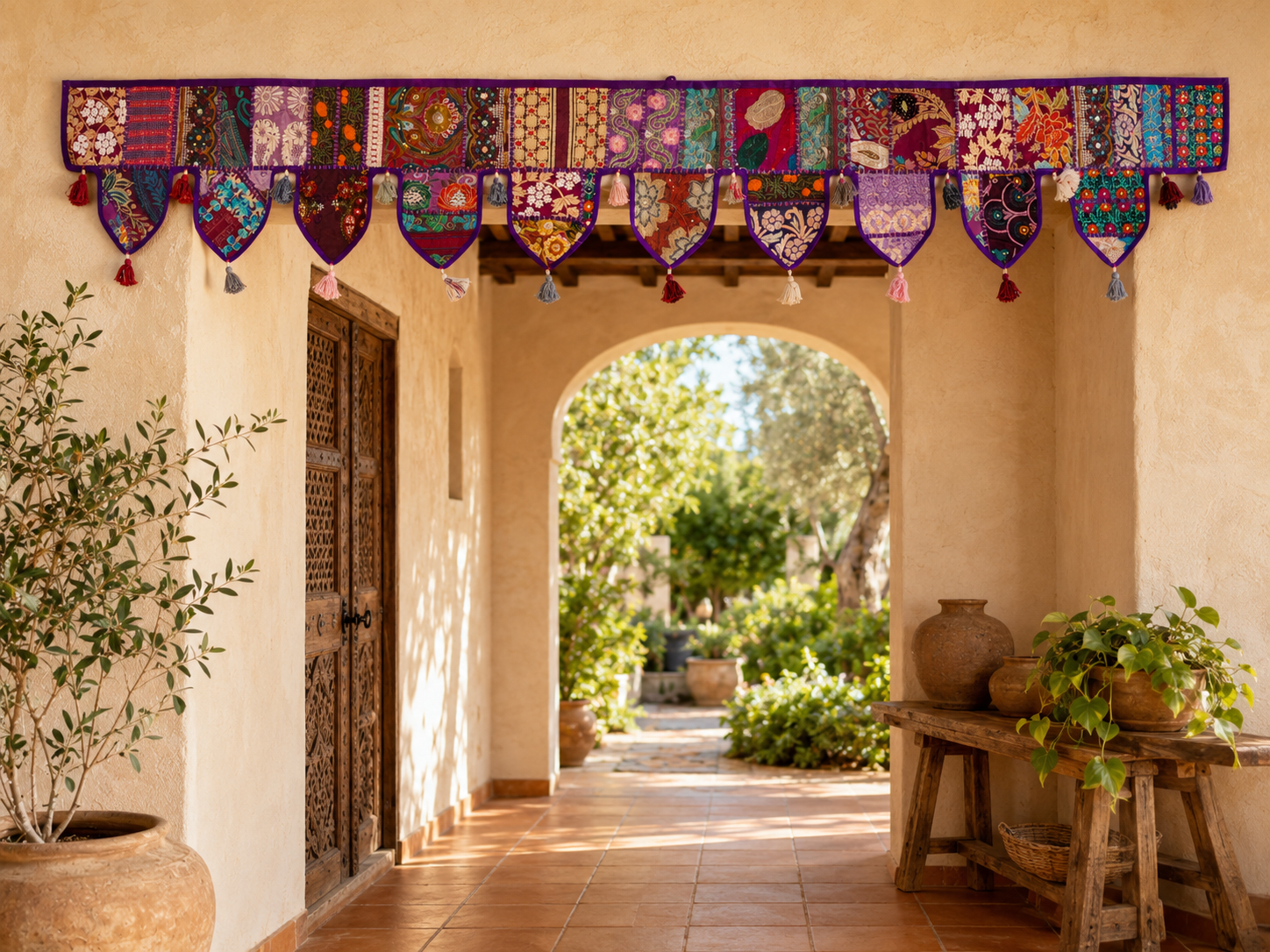 Cenefa de ventana india Toran extragrande de 1,98 m - Adorno para puerta - Decoración de pared hippie