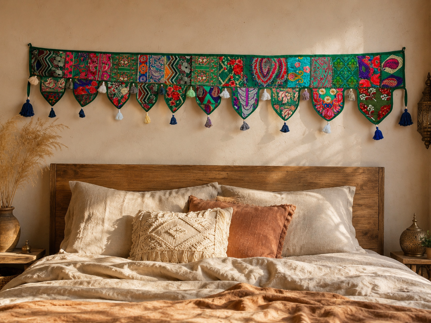 Cenefa de ventana india Toran extragrande de 1,98 m - Adorno para puerta - Decoración de pared hippie