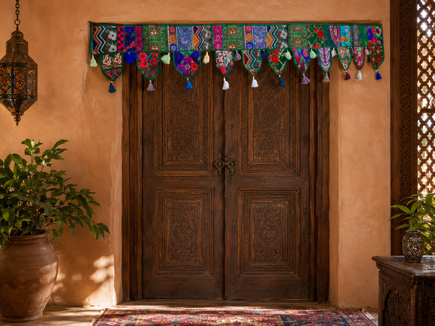 Cenefa de ventana india Toran extragrande de 1,98 m - Adorno para puerta - Decoración de pared hippie