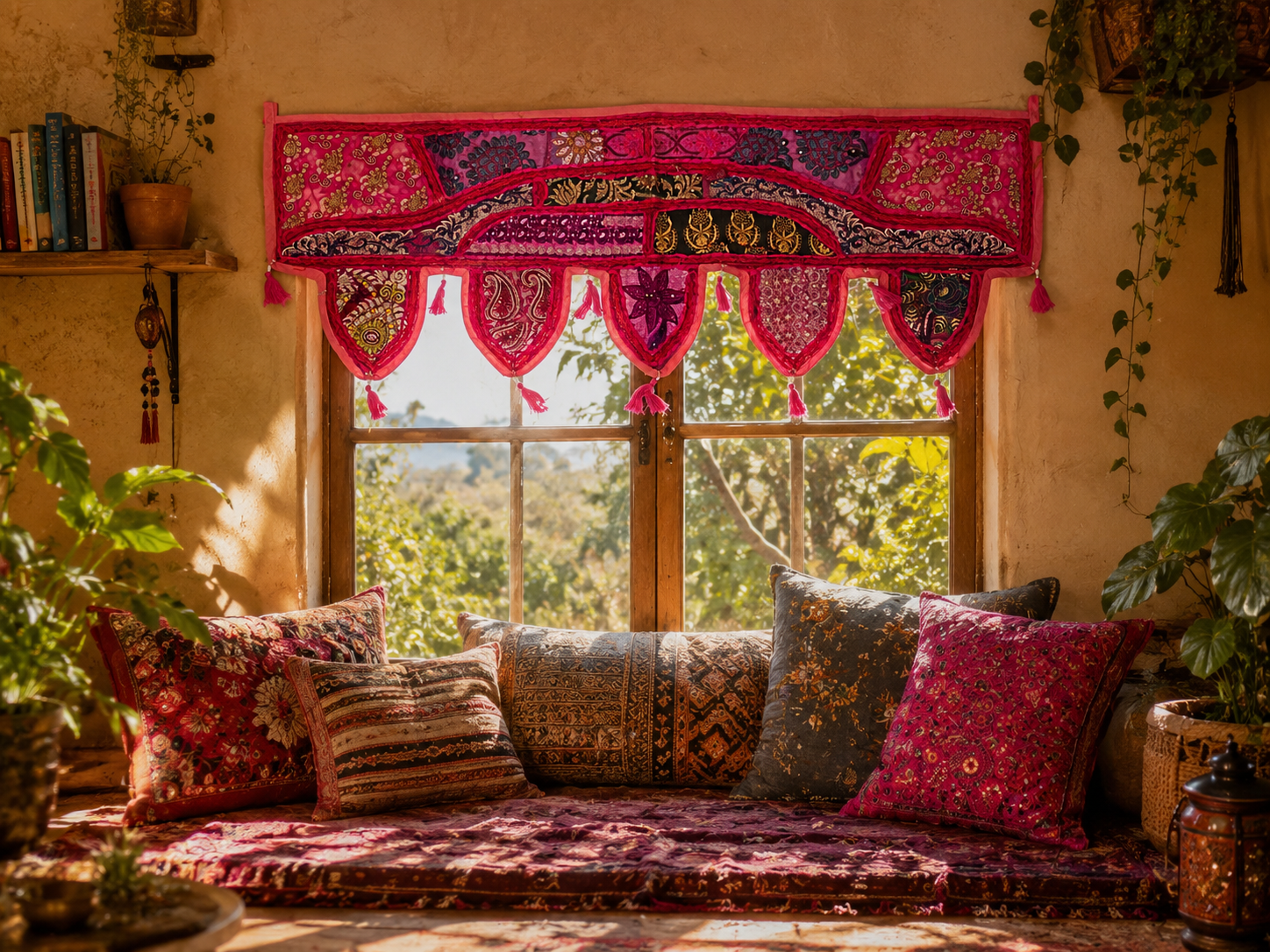 Toran indio - colgante de puerta colorido | decoración de pared bohemia - cenefa de ventana