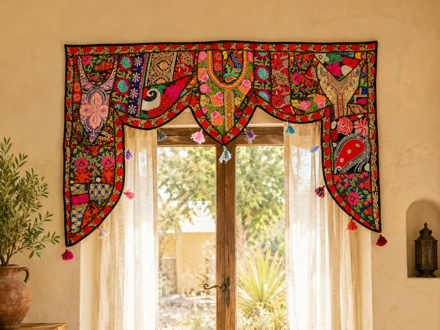 Tapiz indio para colgar en la puerta - Toran - Tapiz de pared colorido para decoración de pared bohemia y hogares hippies