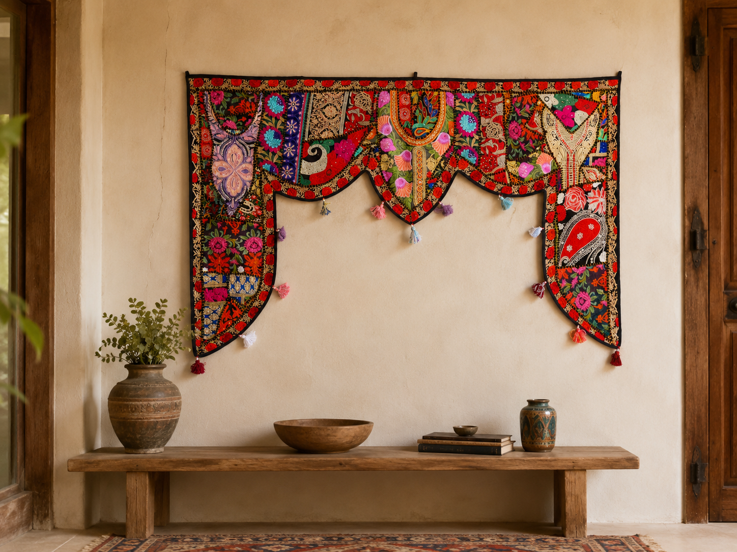 Tapiz indio para colgar en la puerta - Toran - Tapiz de pared colorido para decoración de pared bohemia y hogares hippies