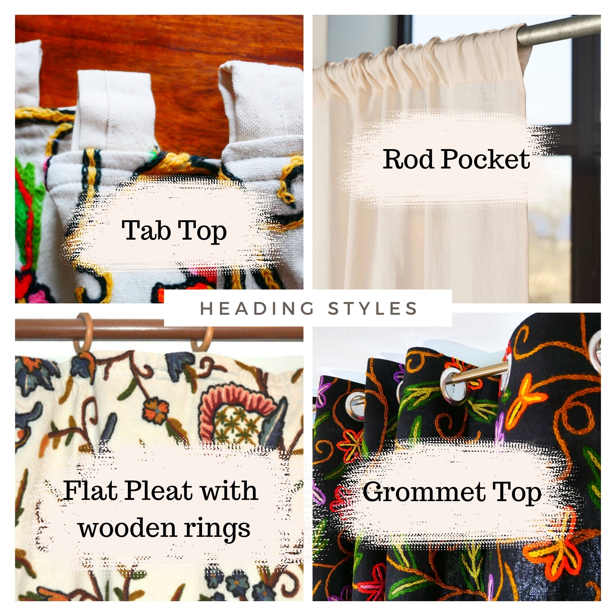 Amazing Embroidery curtain - Hand embroidered Flower curtains - Kashmiri cotton and wool bedroom curtain- Boho Blackout curtain - The Shanti Home