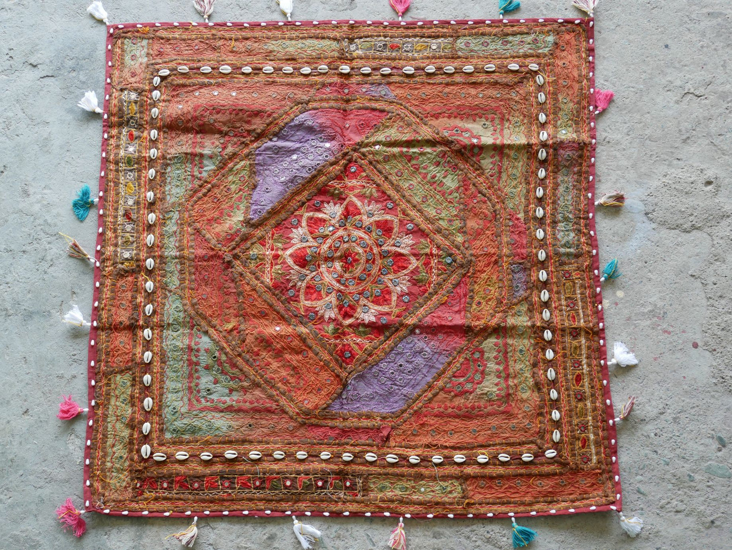 Square floor pillow - meditation cushion "Bohemian Masala" floor seating India style Floor pouf Cover only