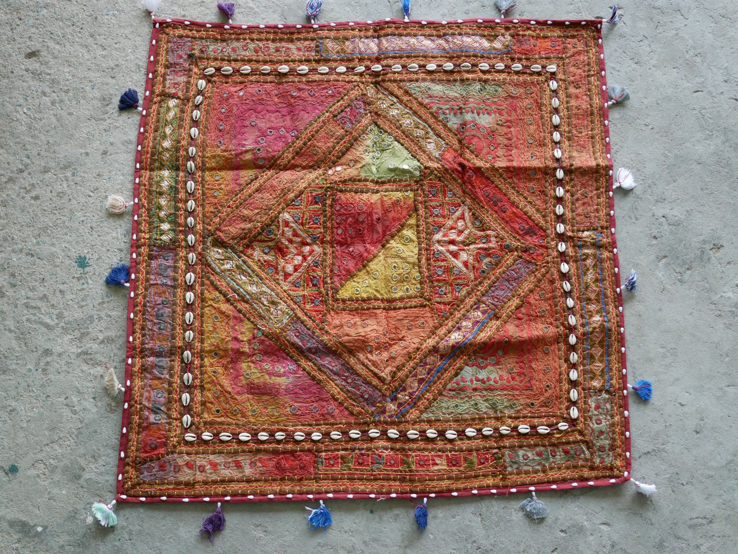 Square floor pillow - meditation cushion "Bohemian Masala" floor seating India style Floor pouf Cover only