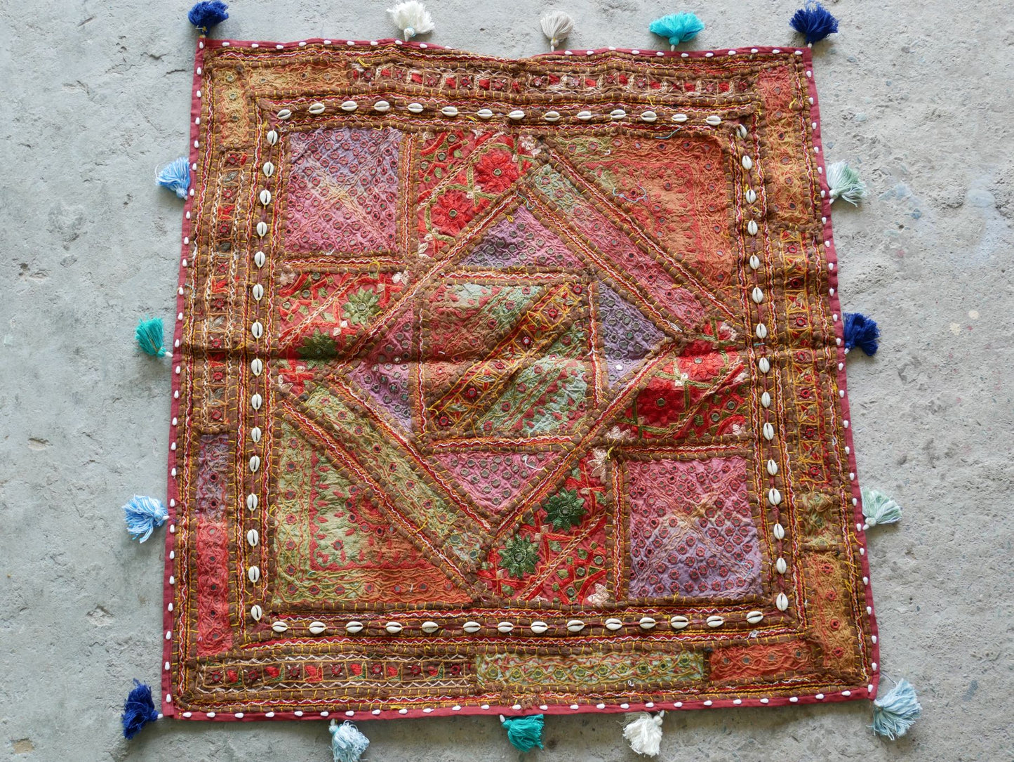Square floor pillow - meditation cushion "Bohemian Masala" floor seating India style Floor pouf Cover only