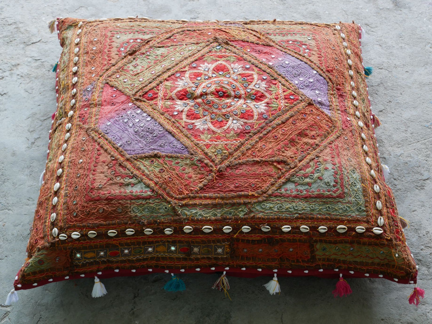 Square floor pillow - meditation cushion "Bohemian Masala" floor seating India style Floor pouf Cover only