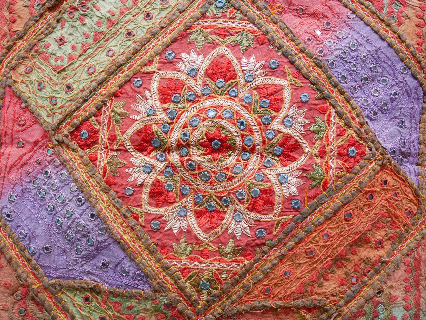 Square floor pillow - meditation cushion "Bohemian Masala" floor seating India style Floor pouf Cover only