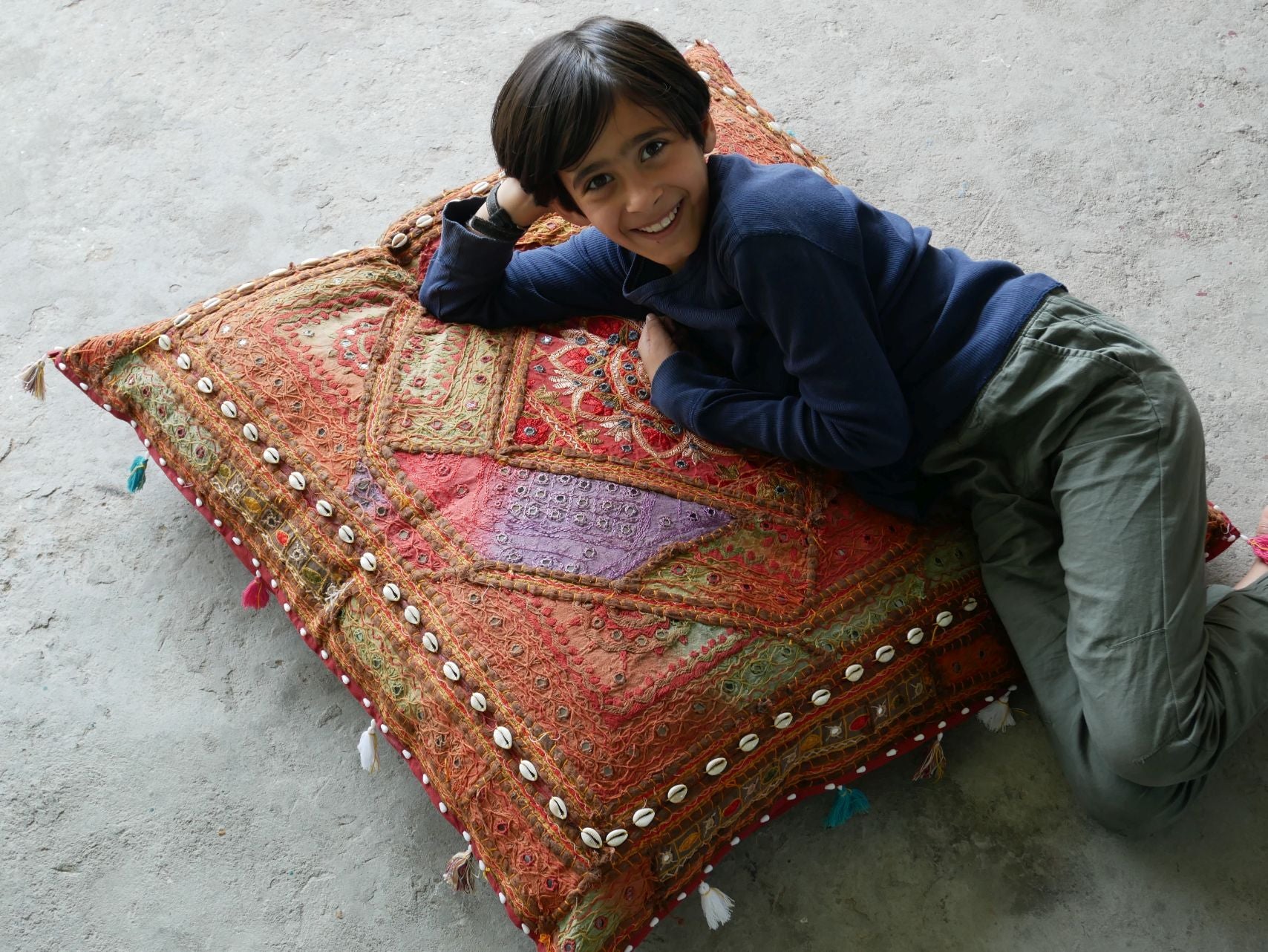 Square floor pillow - meditation cushion "Bohemian Masala" floor seating India style Floor pouf Cover only