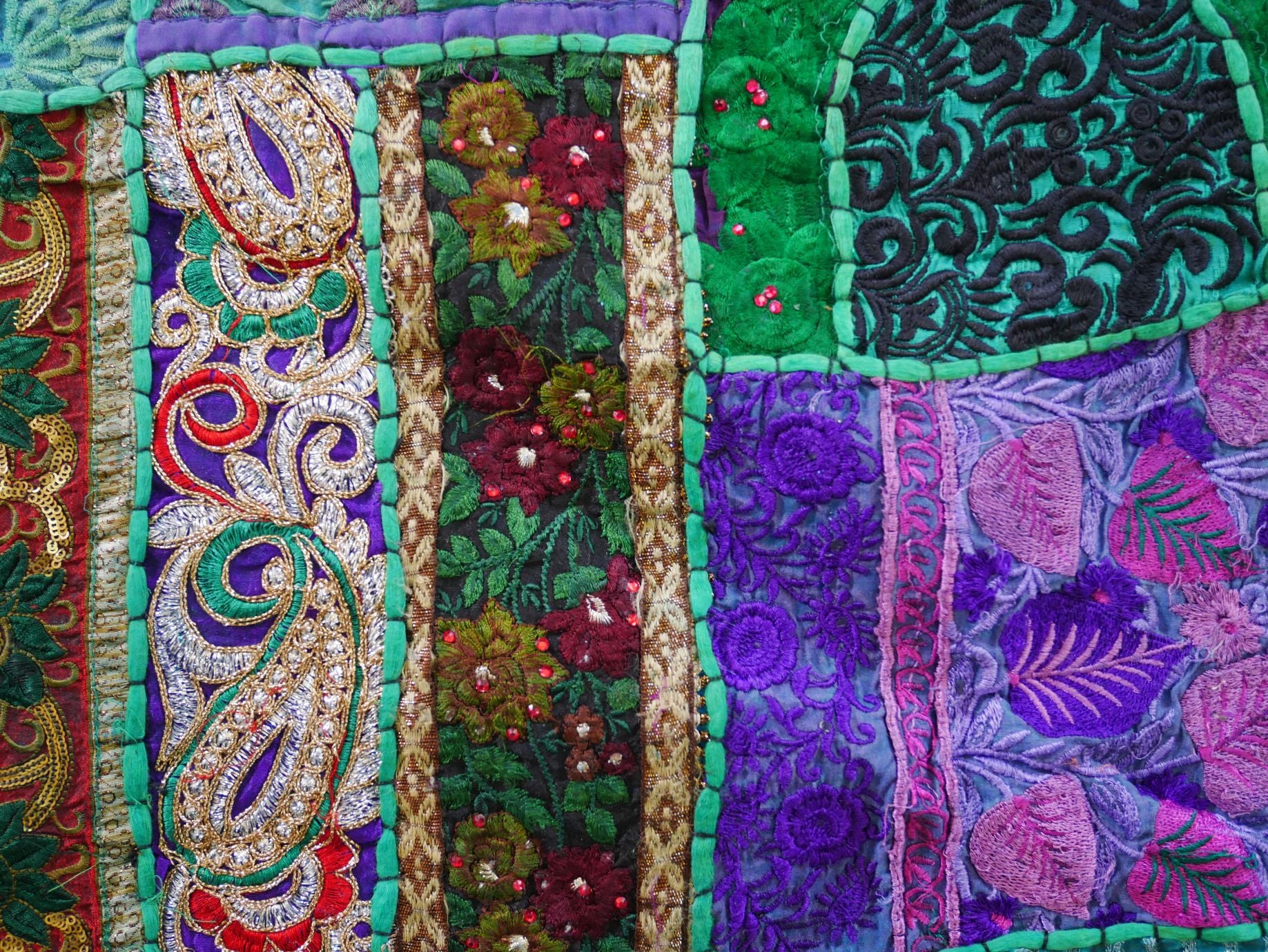 Tapiz de pared estilo jungla bohemia Tapiz de patchwork - Hippie indio - Tapiz de pared estilo bohemio