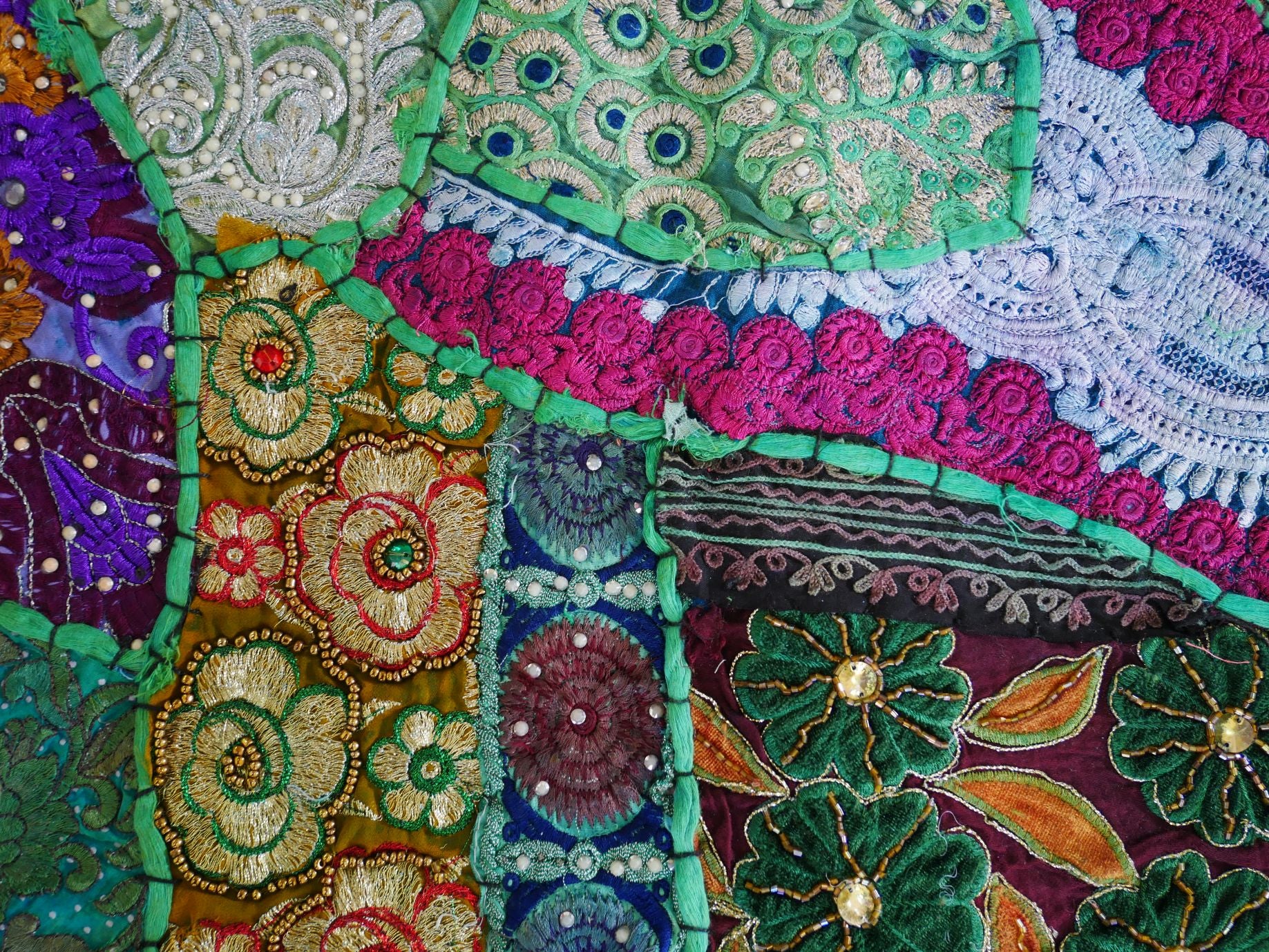 Tapiz de pared estilo jungla bohemia Tapiz de patchwork - Hippie indio - Tapiz de pared estilo bohemio