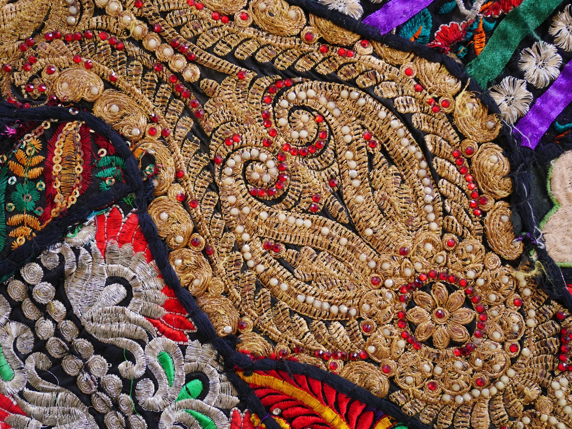 Boho wall hanging - Colorful tapestry - table runner vintage saree patchwork runner