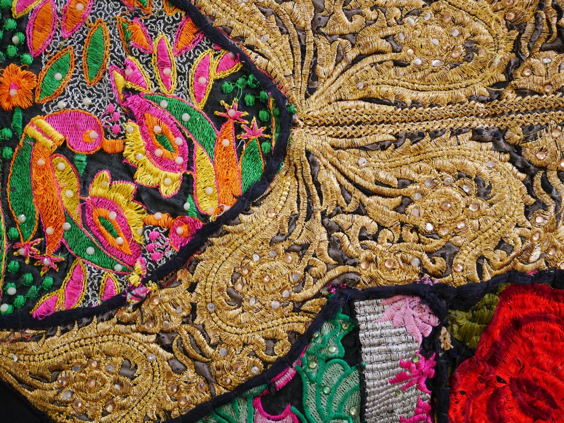 Boho wall hanging - Colorful tapestry - table runner vintage saree patchwork runner