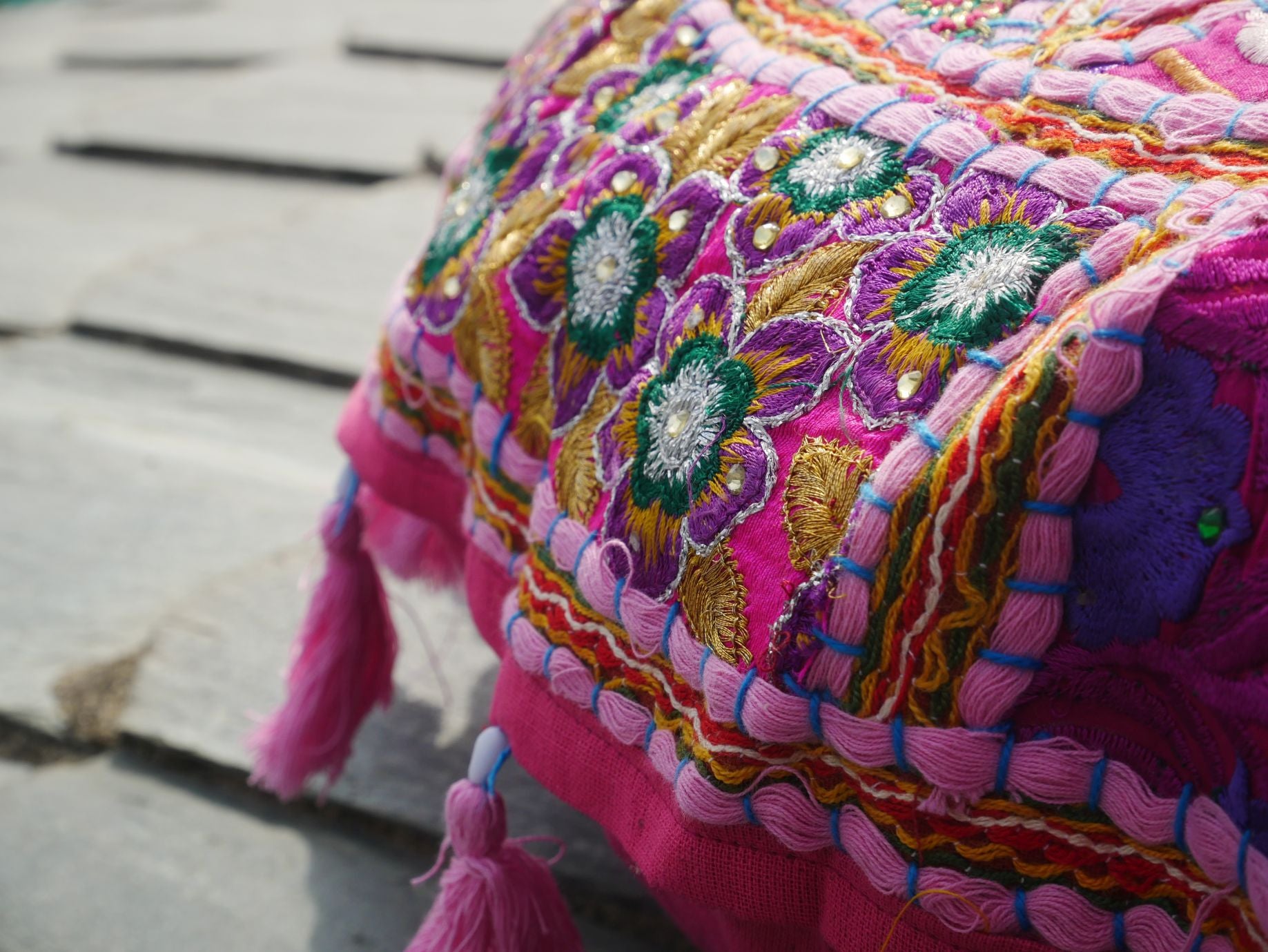 Patchwork floor pillow cover - colorful meditation cushion - Indian boho style floor seating. - The Shanti Home