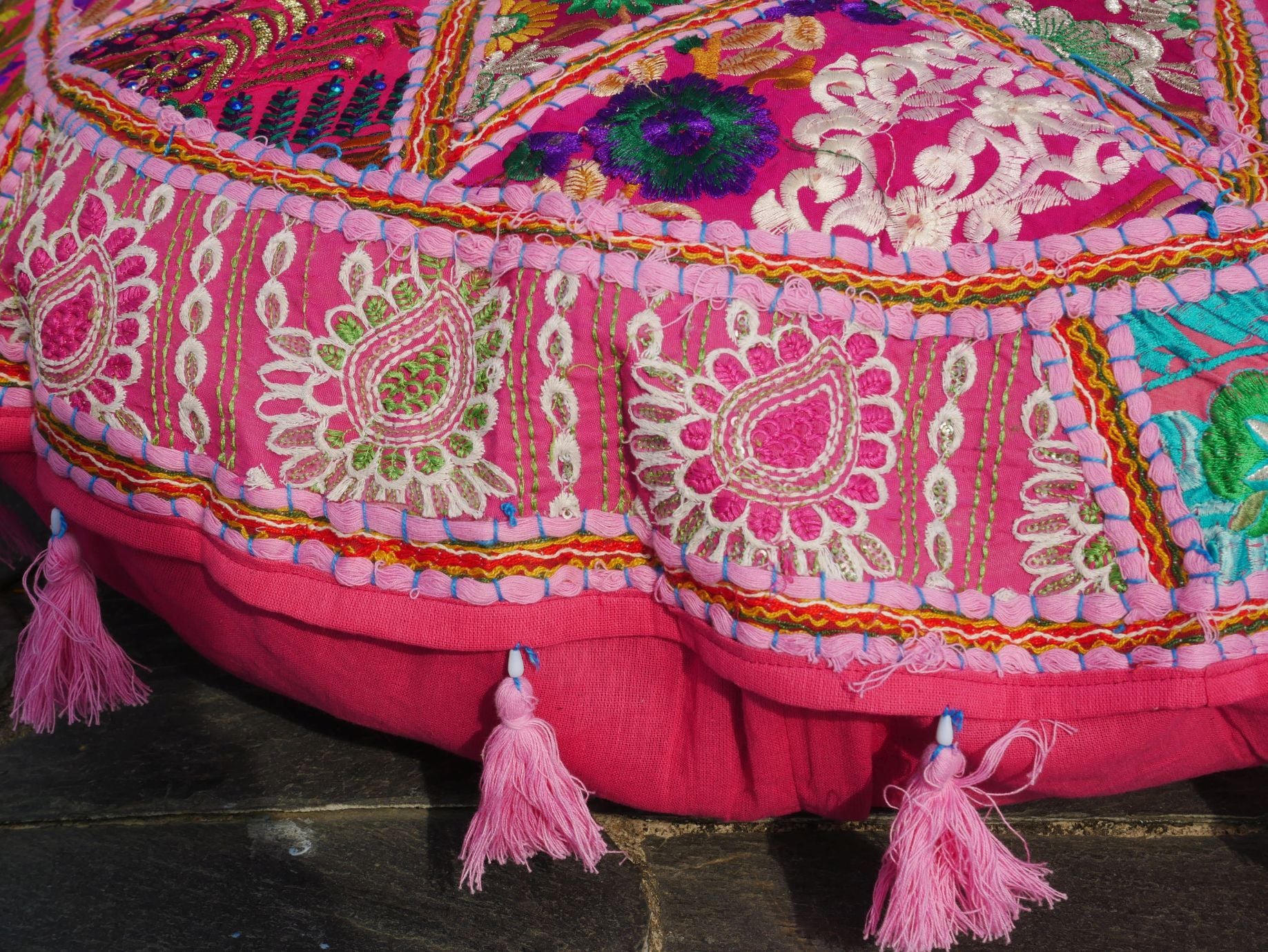 Patchwork floor pillow cover - colorful meditation cushion - Indian boho style floor seating. - The Shanti Home