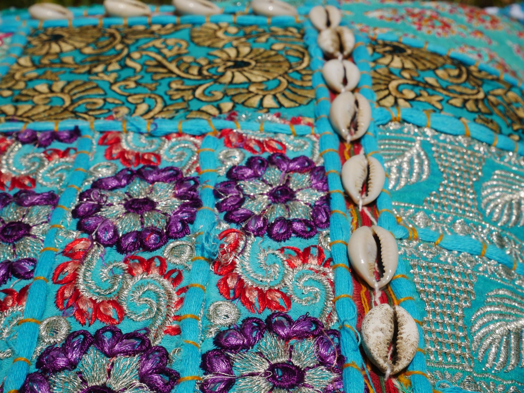 24" Floor pillow cover turquoise square pouf cushion - Indian style floor seating