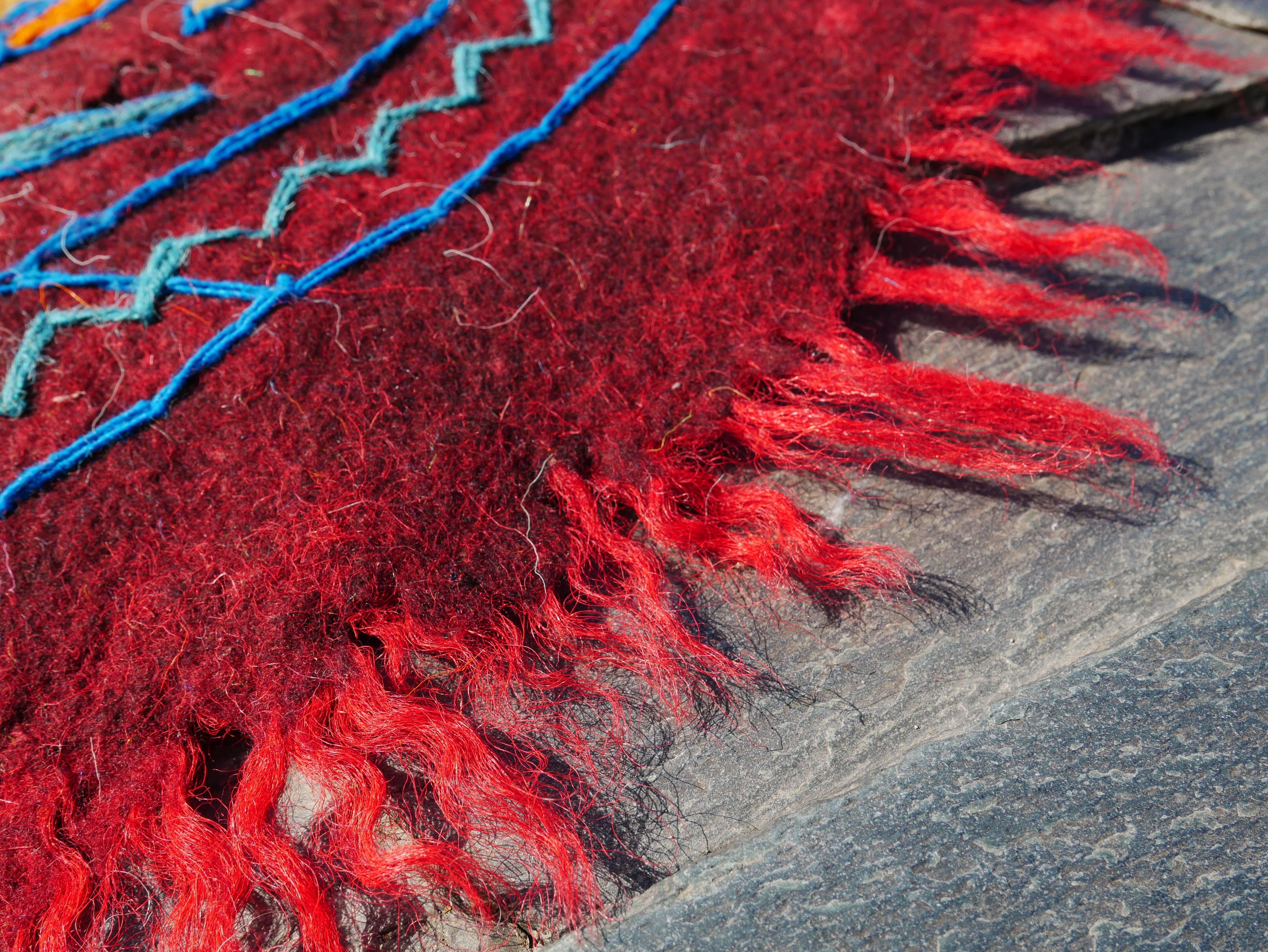 Round flower rug | Kashmiri "Namda" felt wool rug, hand embroidered colorful boho accent rug - The Shanti Home