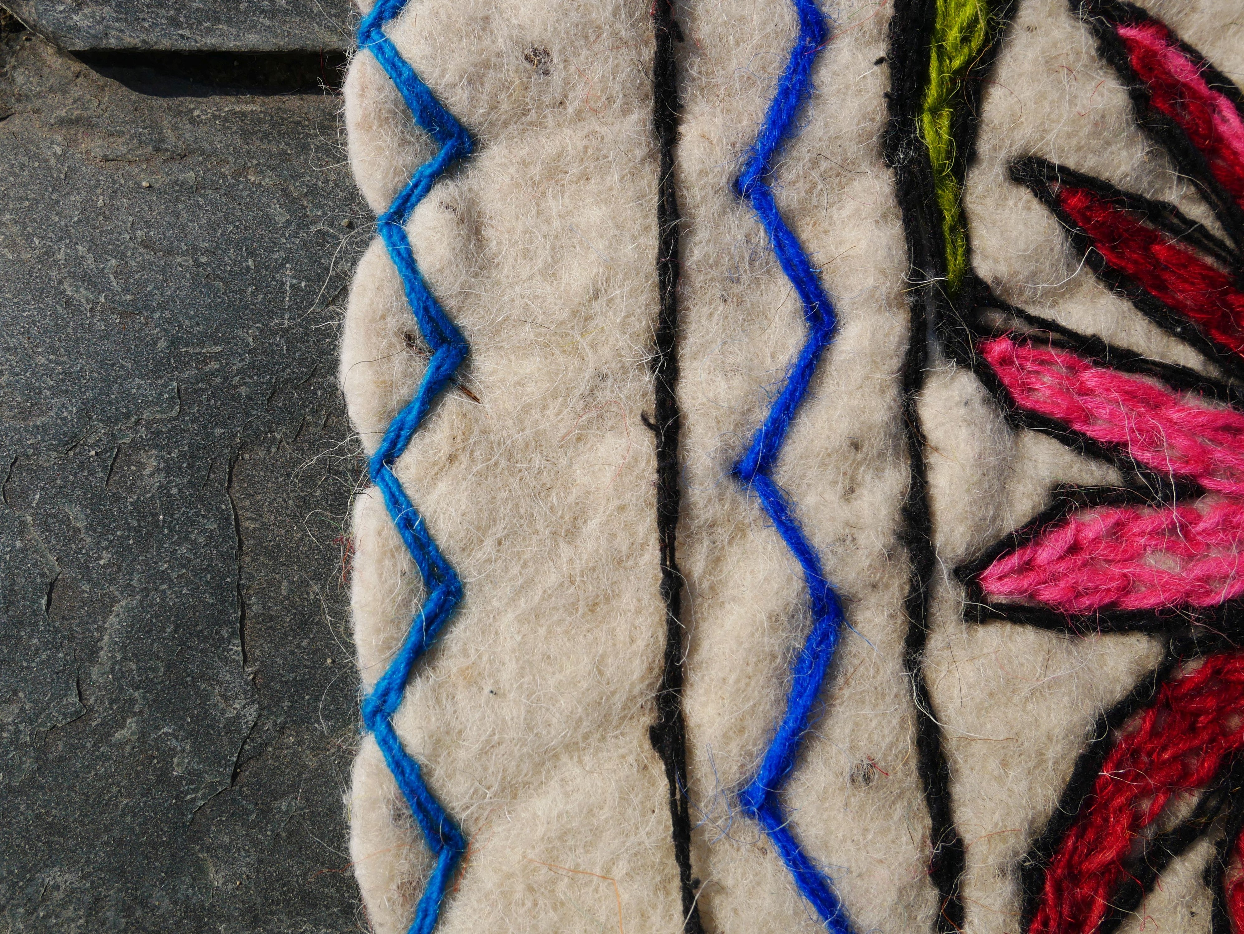 2x6 Wool Felt Floor Runner “Namda” | Boho Yoga & Meditation Rug | Hand-Embroidered Kashmir Mat