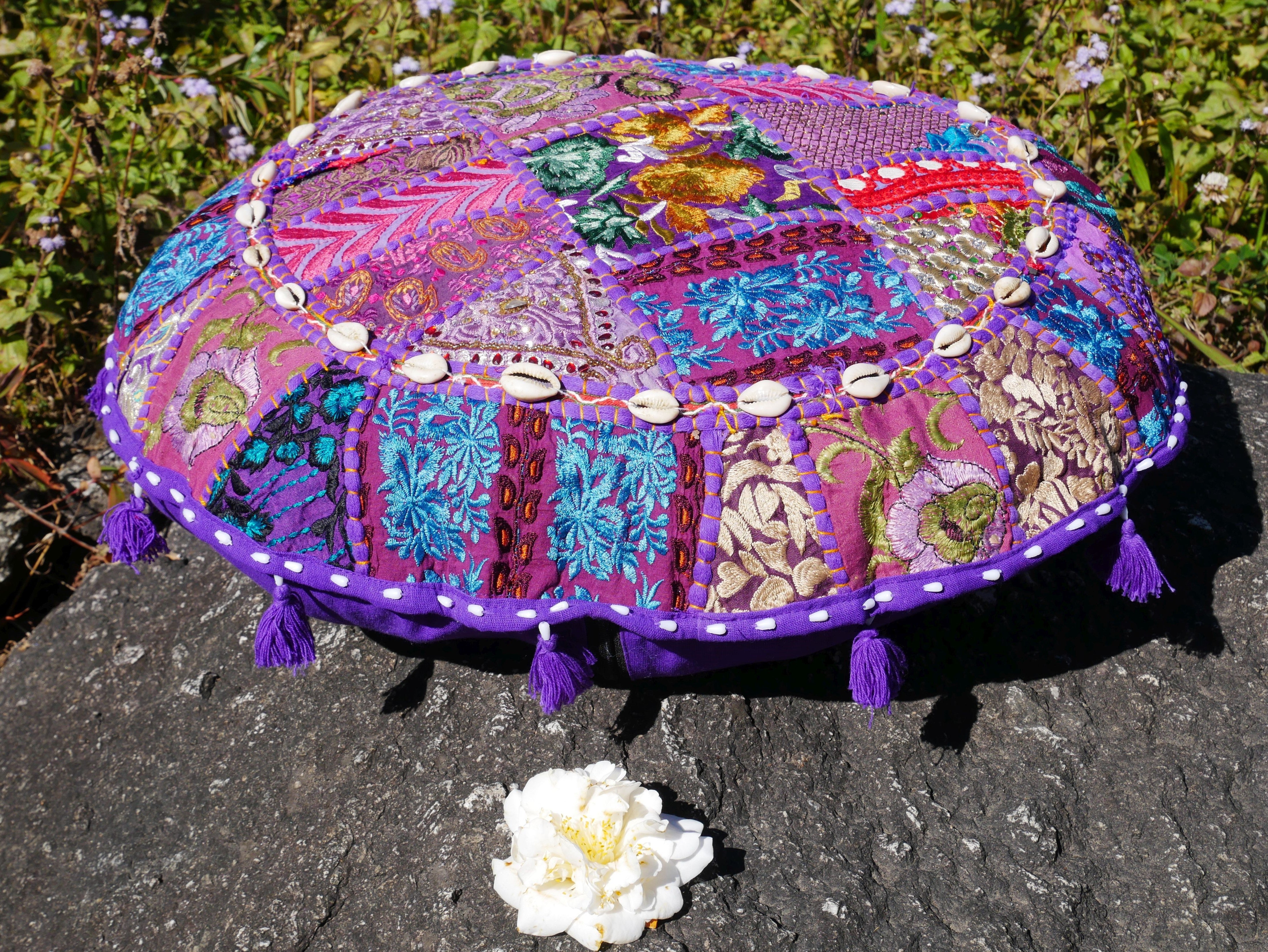 Boho floor pillow - Meditation cushion cover - Indian floor seating patchwork pillow - The Shanti Home