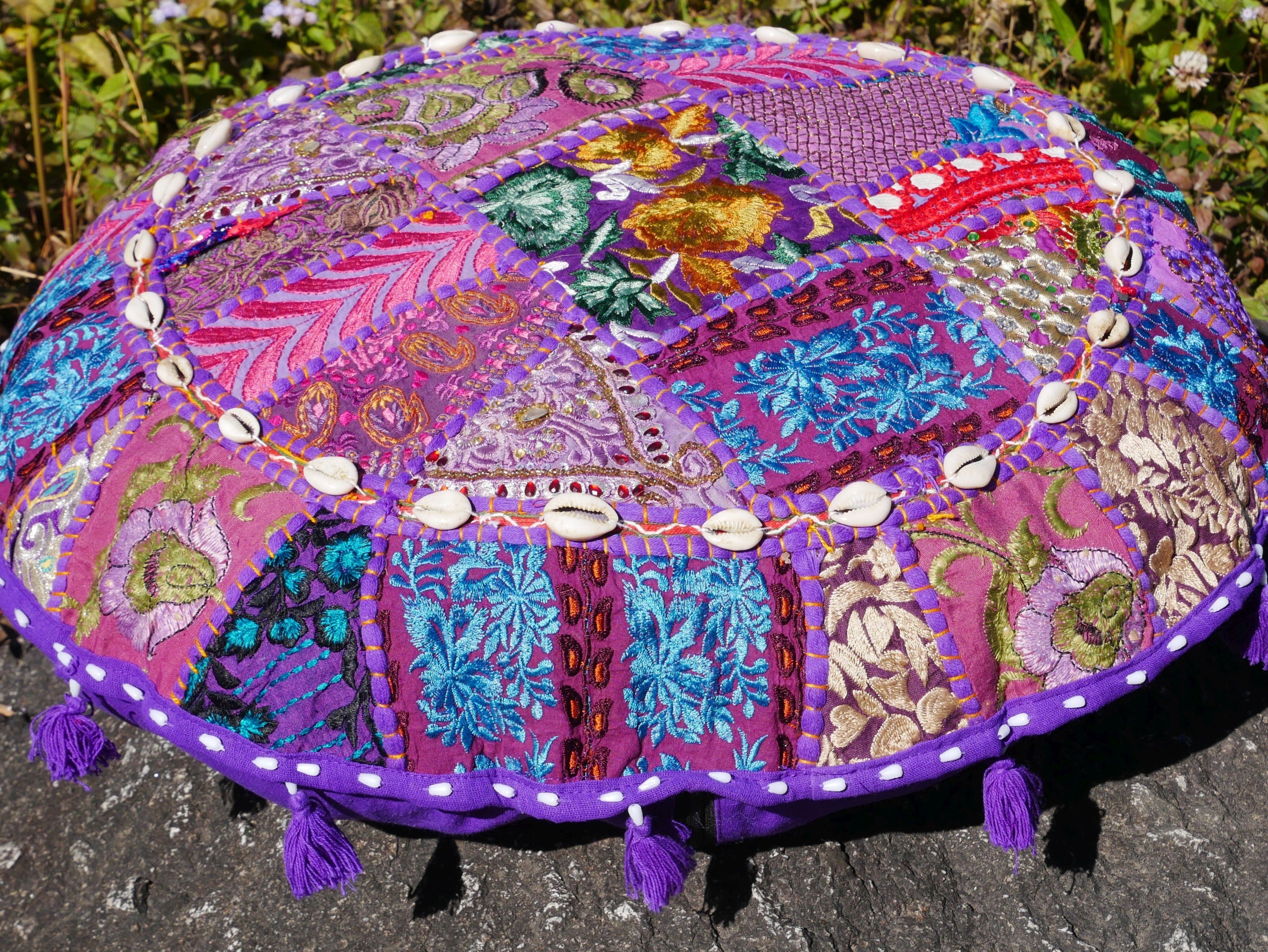 Boho floor pillow - Meditation cushion cover - Indian floor seating patchwork pillow - The Shanti Home