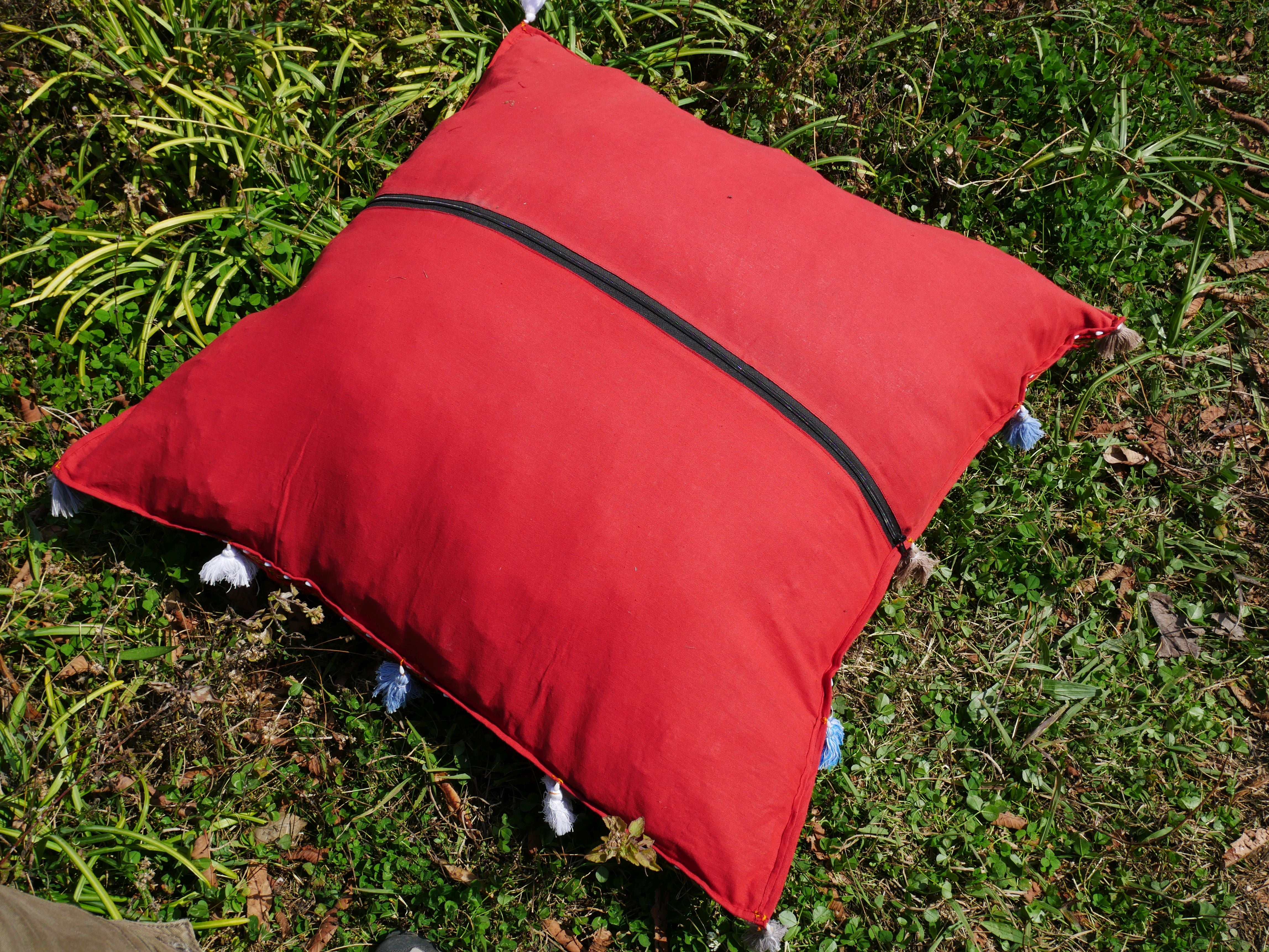 Square floor pillow - meditation cushion | "Desert Flower" decorative large pillow | Rajasthani floor pouf | Cover only