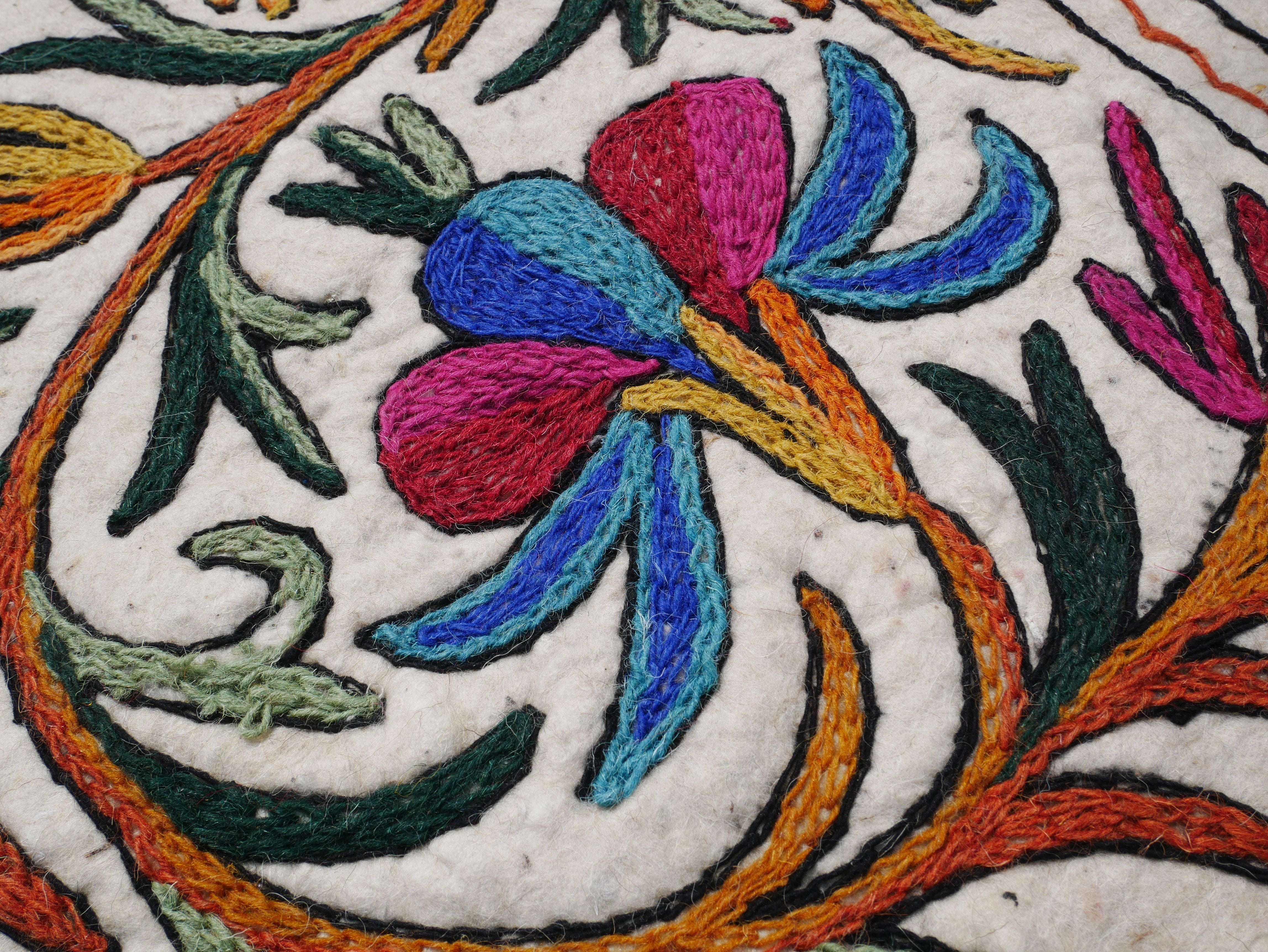 Indian runner rug - Yoga rug mat | Kashmiri "Namda" felted wool rug 2x6 - The Shanti Home