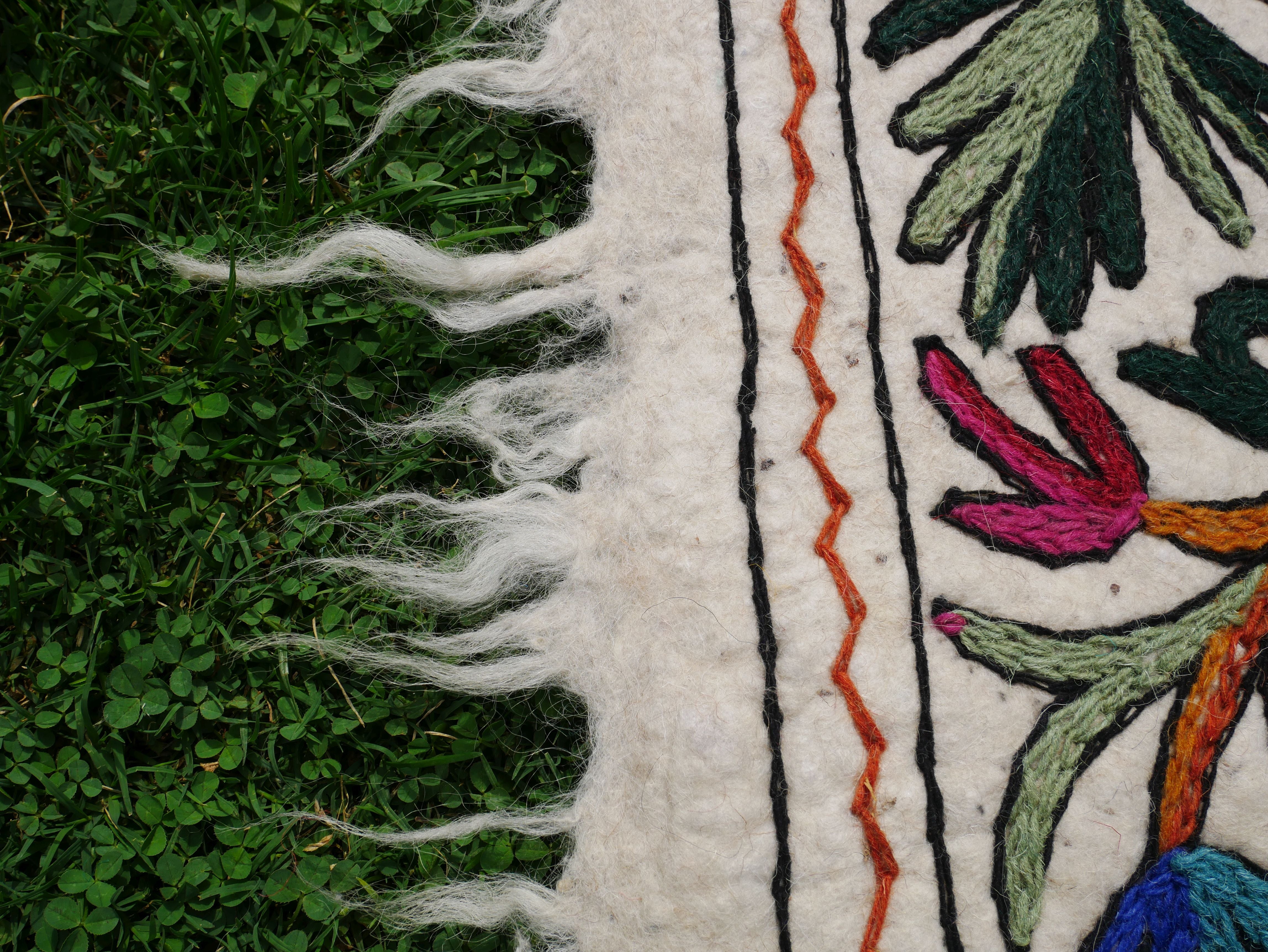 Indian runner rug - Yoga rug mat | Kashmiri "Namda" felted wool rug 2x6 - The Shanti Home