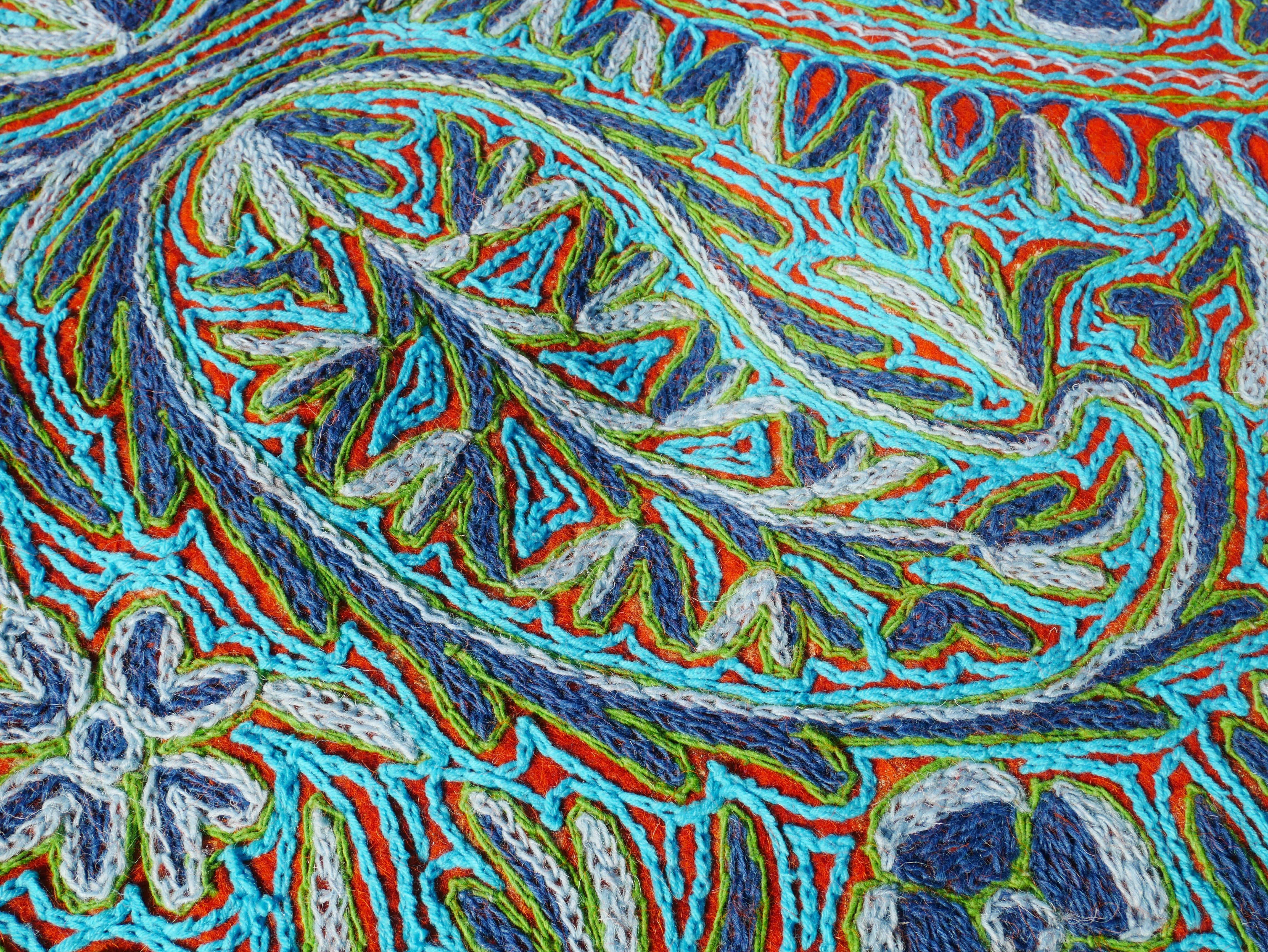 Made to order - Amazing 6x10 hand felted Kashmiri Namda - fully embroidered by hand - soft wool living room rug - The Shanti Home