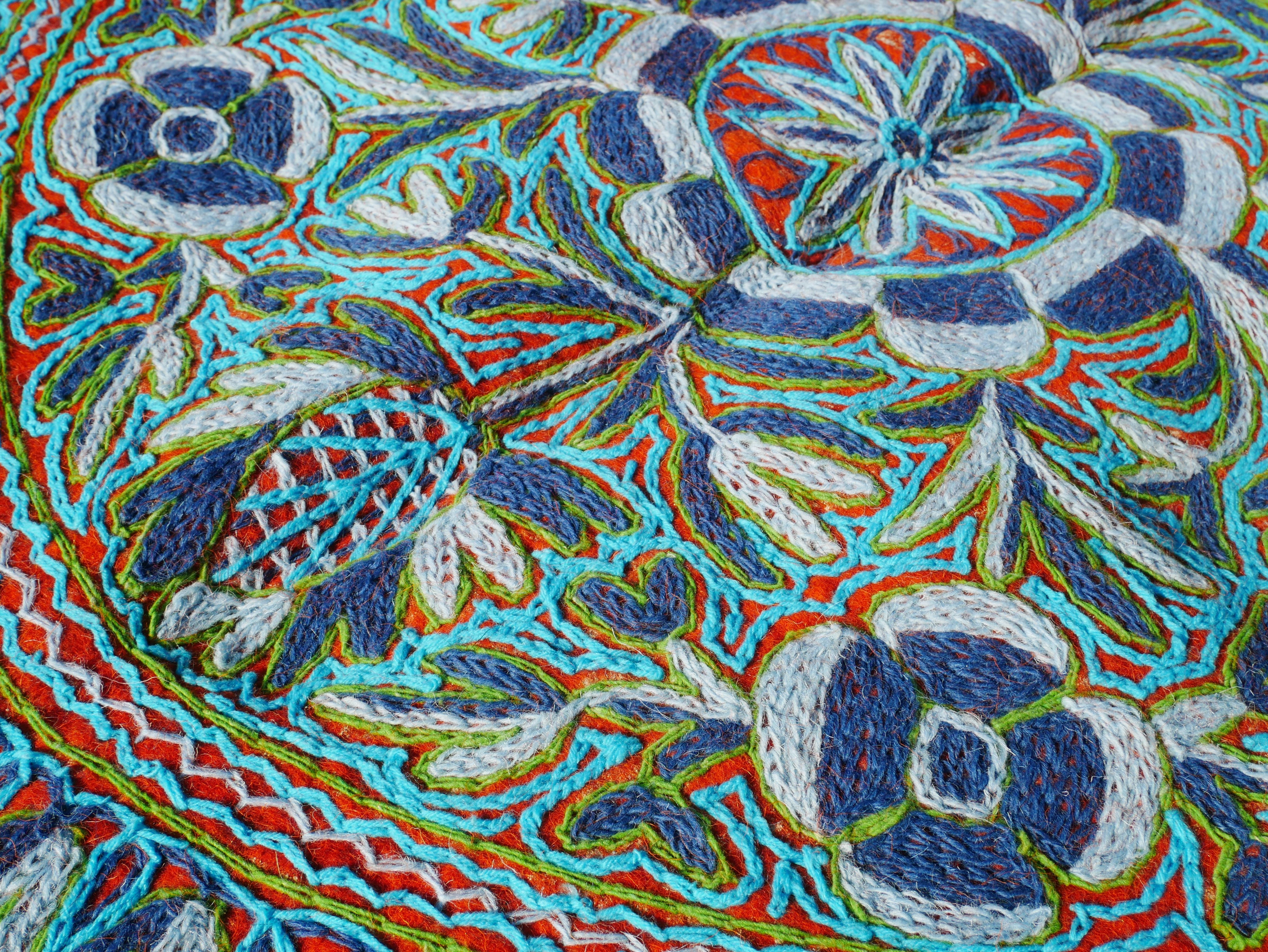 Made to order - Amazing 6x10 hand felted Kashmiri Namda - fully embroidered by hand - soft wool living room rug - The Shanti Home