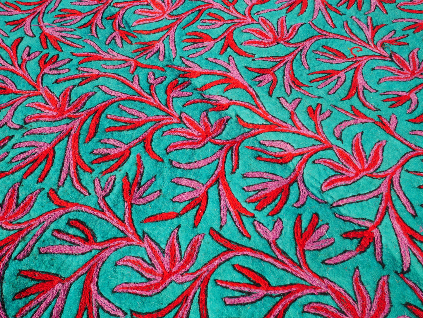 Kashmiri Namda rug 5ft - Mandala wool rug - boho area rug handfelted and embroidered - The Shanti Home