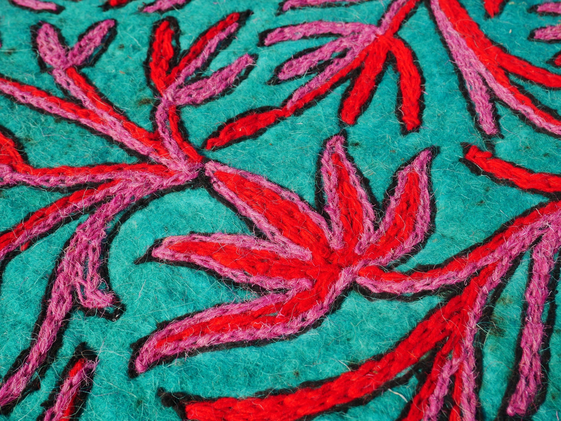 Kashmiri Namda rug 5ft - Mandala wool rug - boho area rug handfelted and embroidered - The Shanti Home