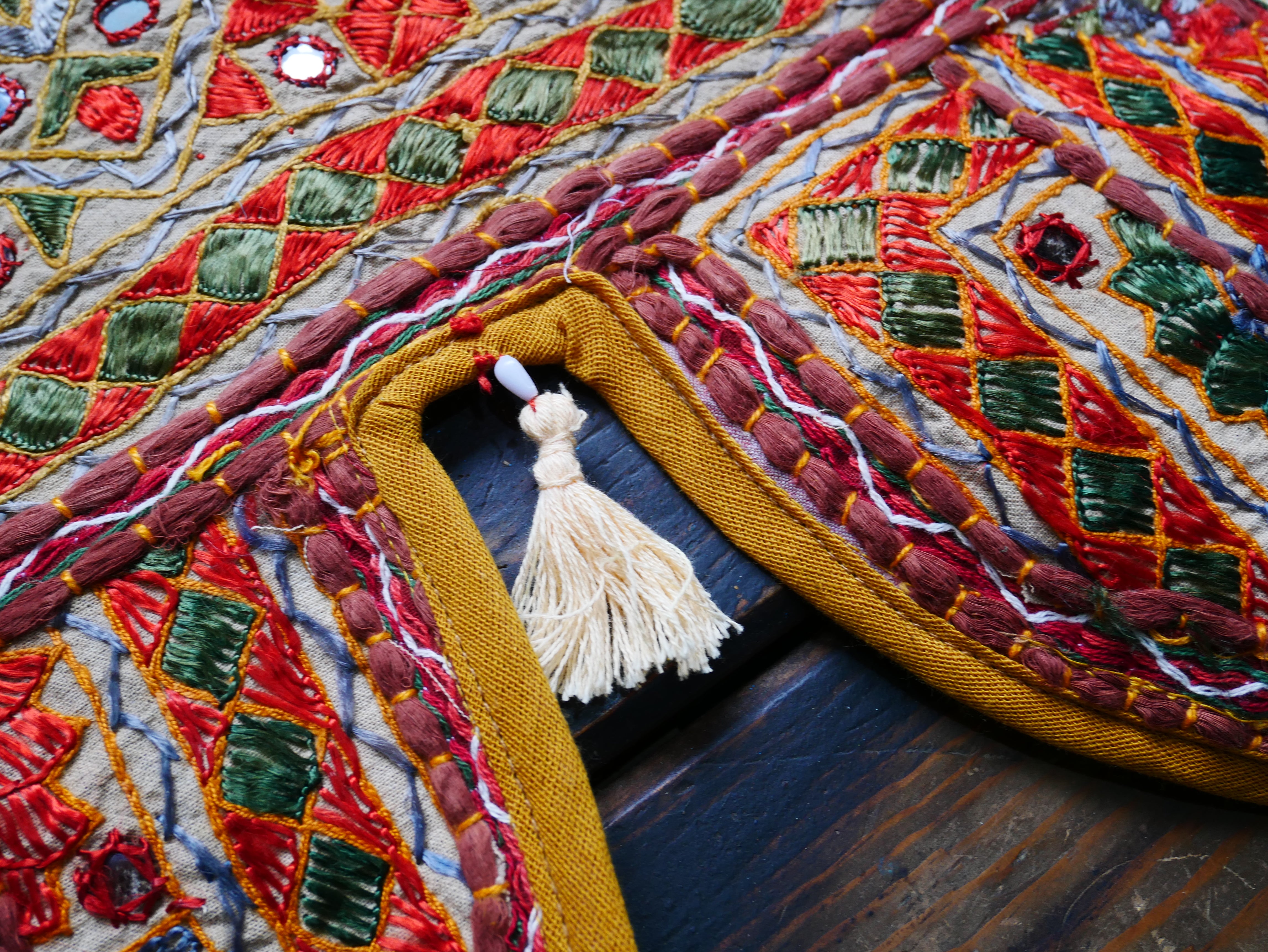 Toran bordado - Colgante de puerta indio - Cenefa de ventana estilo bohemio Masala - Índigo o verde bosque