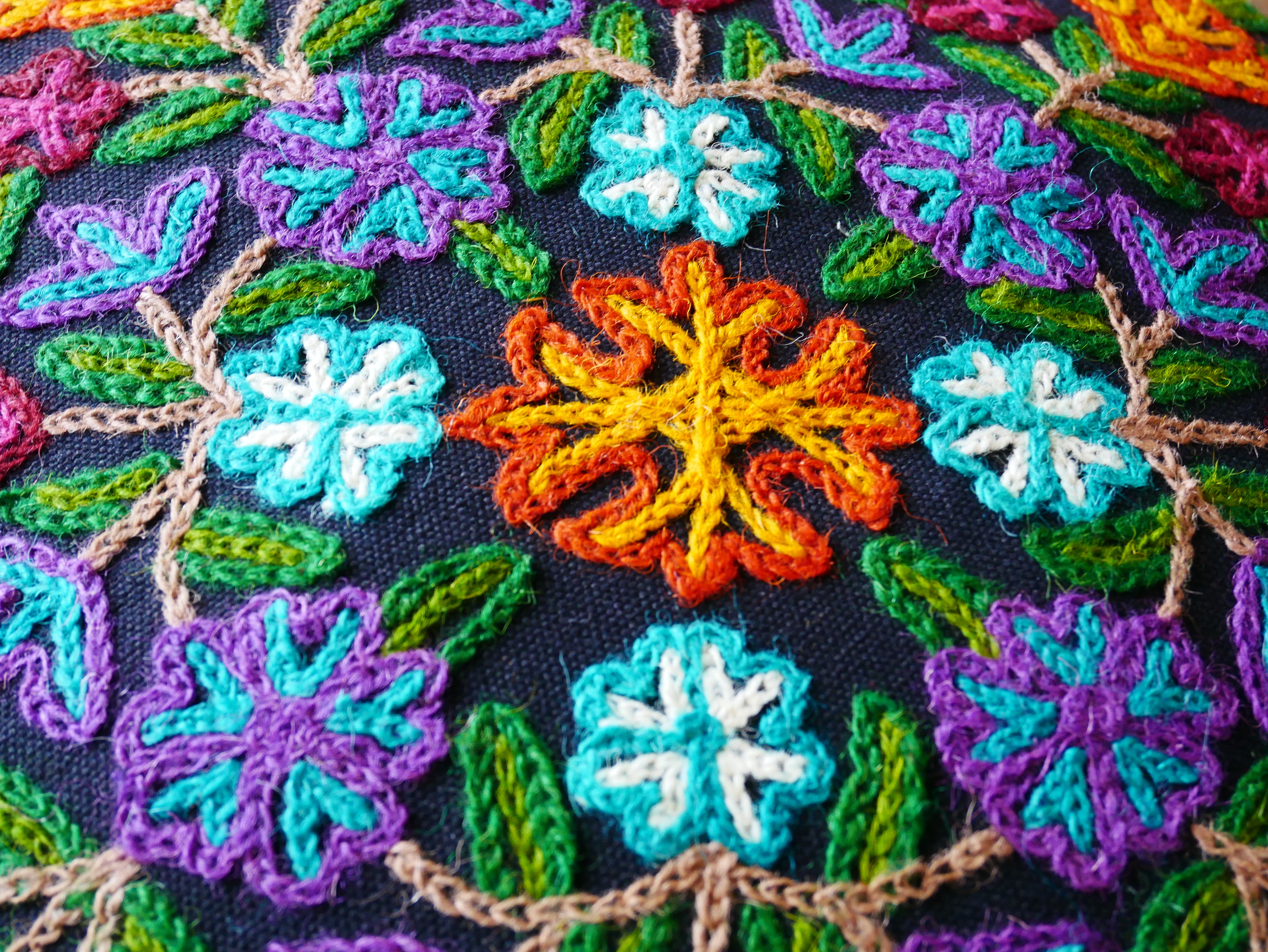 Kashmiri floor pillow cover - Meditation cushion "Shanti" 24x24 inches - The Shanti Home