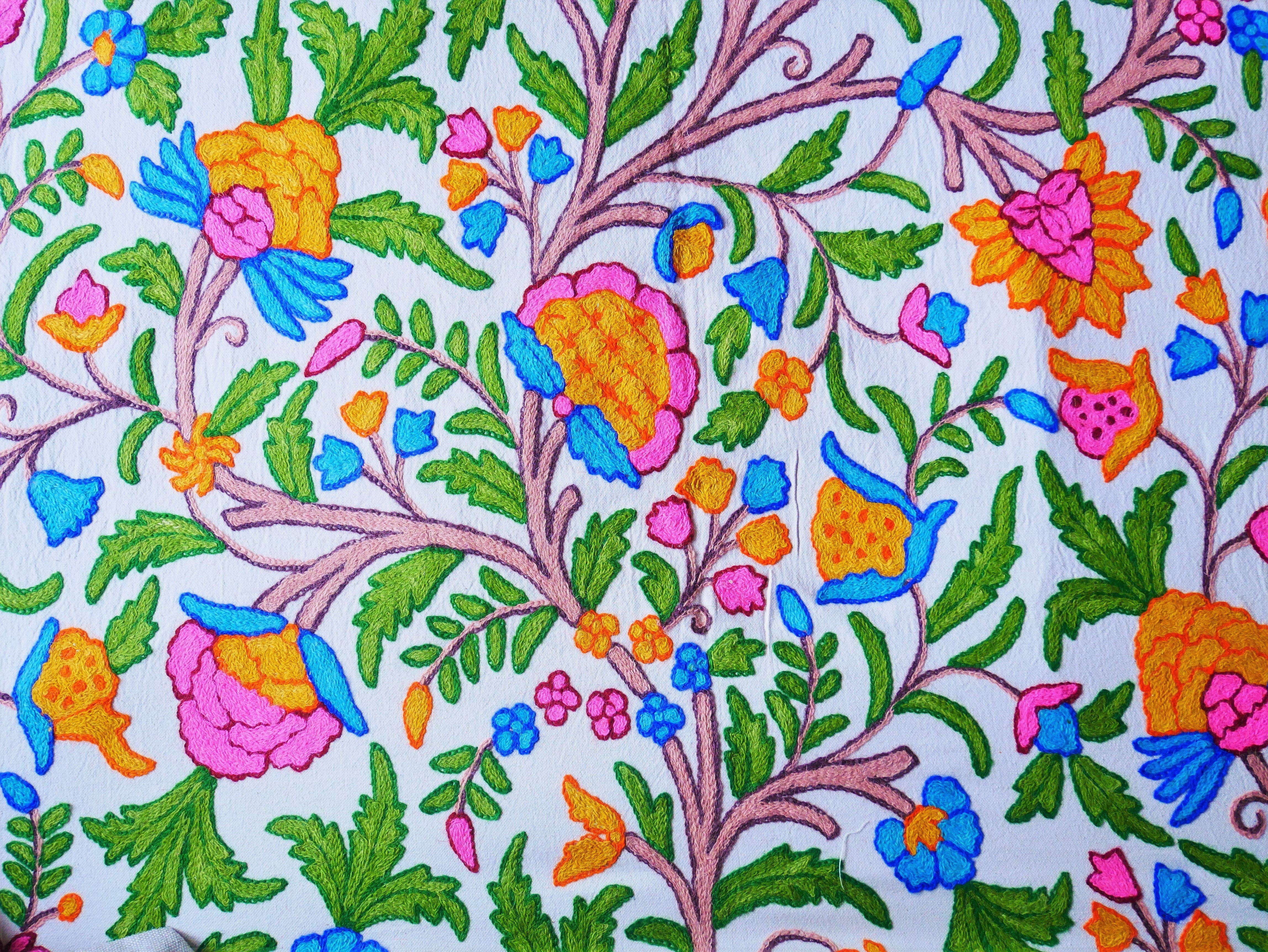 Amazing Embroidery curtain - Hand embroidered Flower curtains - Kashmiri cotton and wool bedroom curtain- Boho Blackout curtain - The Shanti Home