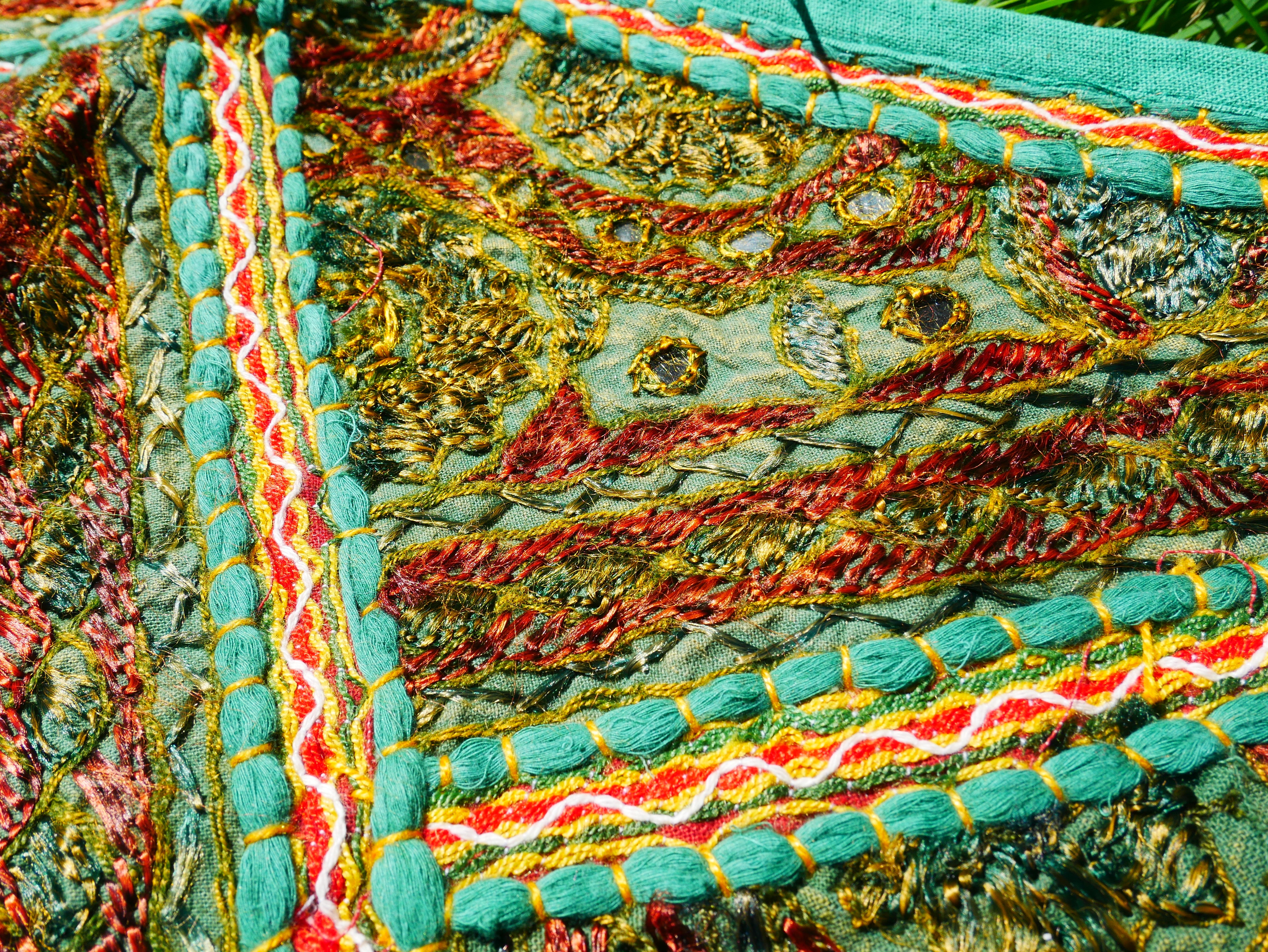 Toran bordado - Colgante de puerta indio - Cenefa de ventana bohemia verde