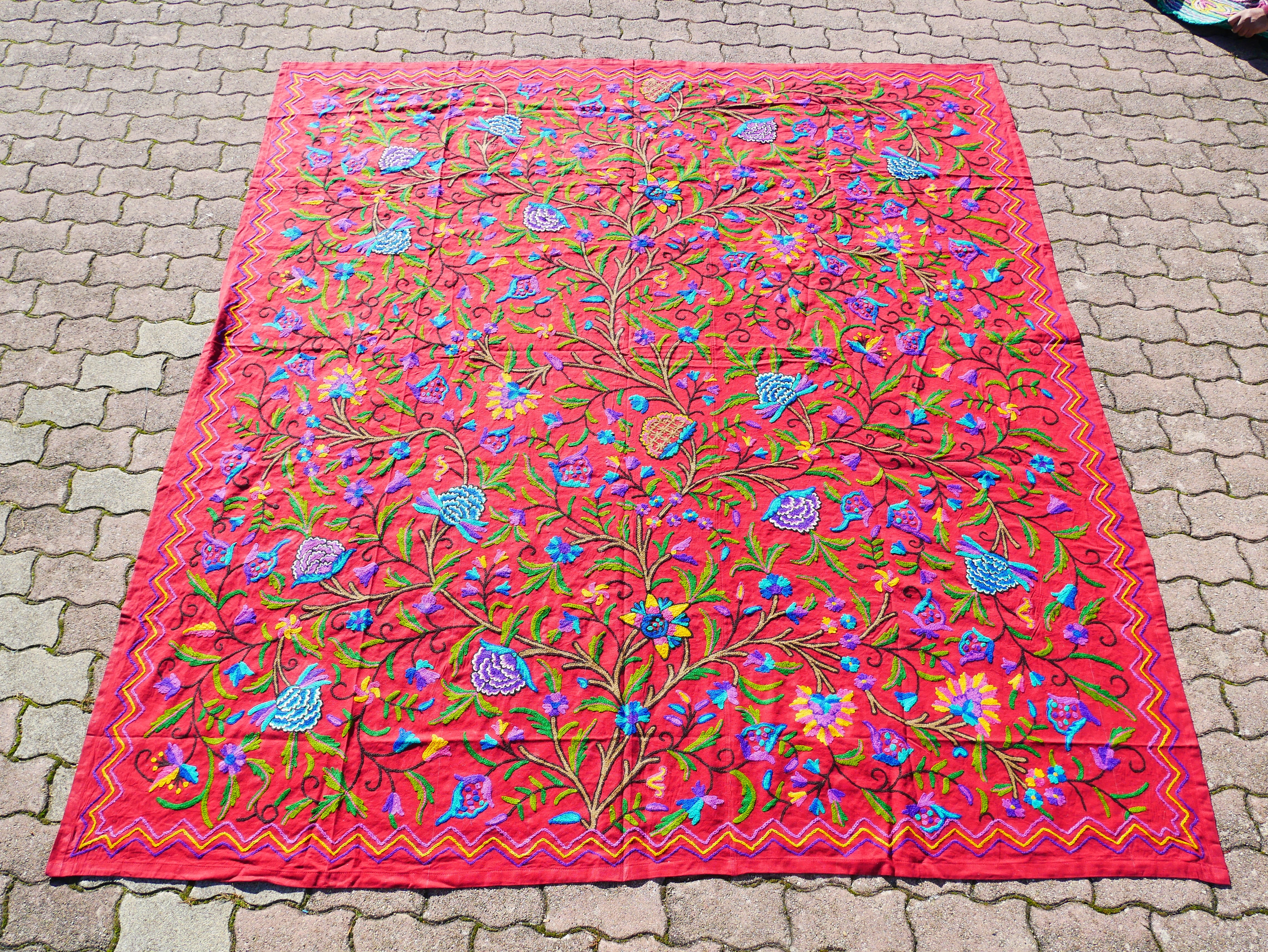 Bohemian bedding - luxury bed throw "Dream of Kashmir" hand embroidered bed spread - The Shanti Home