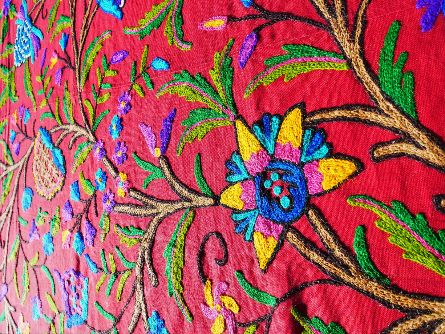 Bohemian bedding - luxury bed throw "Dream of Kashmir" hand embroidered bed spread - The Shanti Home