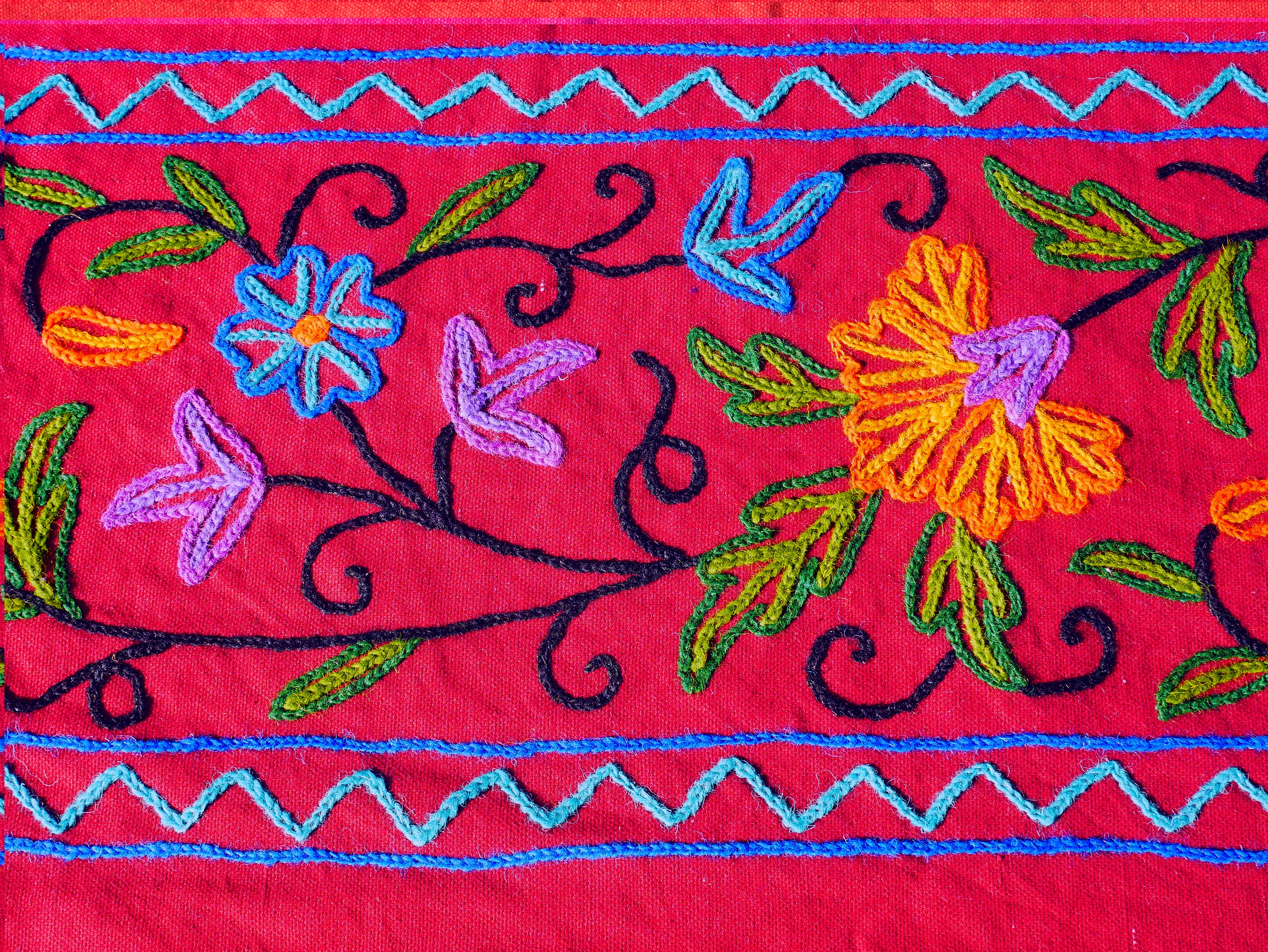 Boho bedding "Shanti Garden" luxury bed cover - hand embroidered queen bedspread - red cotton, floral embroidery - bohemian throw - The Shanti Home