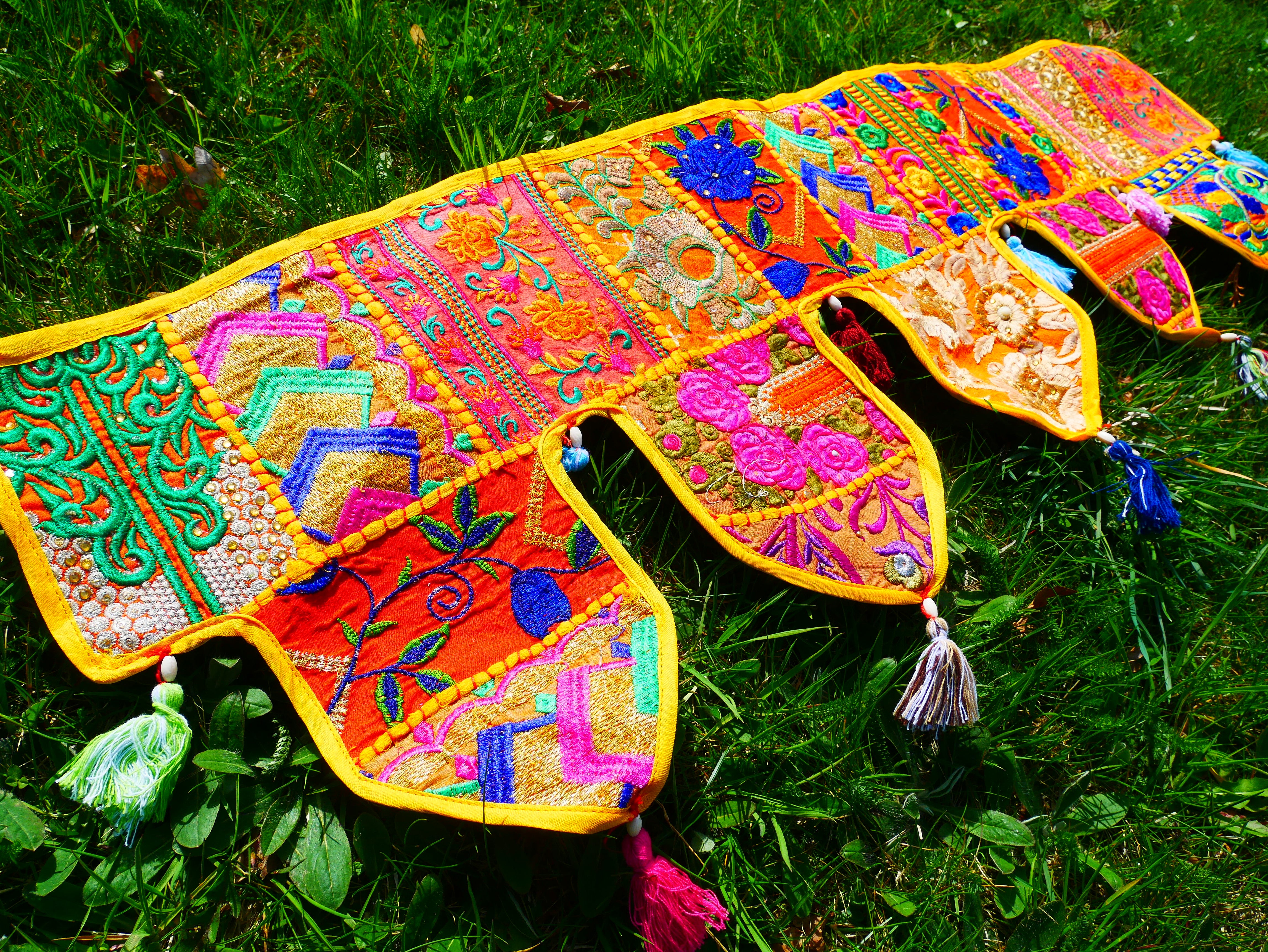 Handmade Indian Toran – colorful patchwork door hanging | Boho valance, hippie curtain & vibrant wall décor