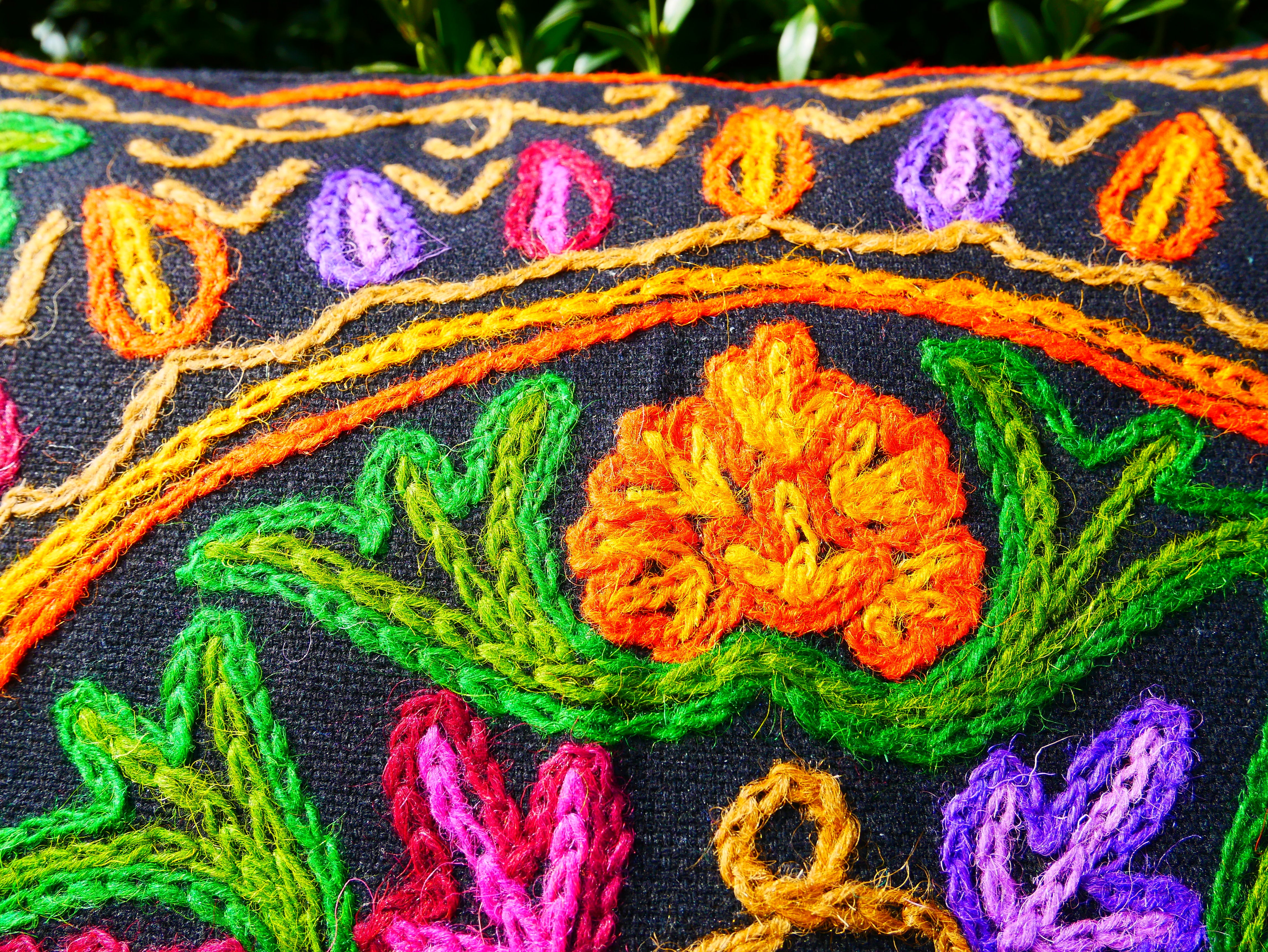 Colorful Kashmiri Crewel Pillow Covers: Handcrafted by Artisans 16x16 inches - The Shanti Home