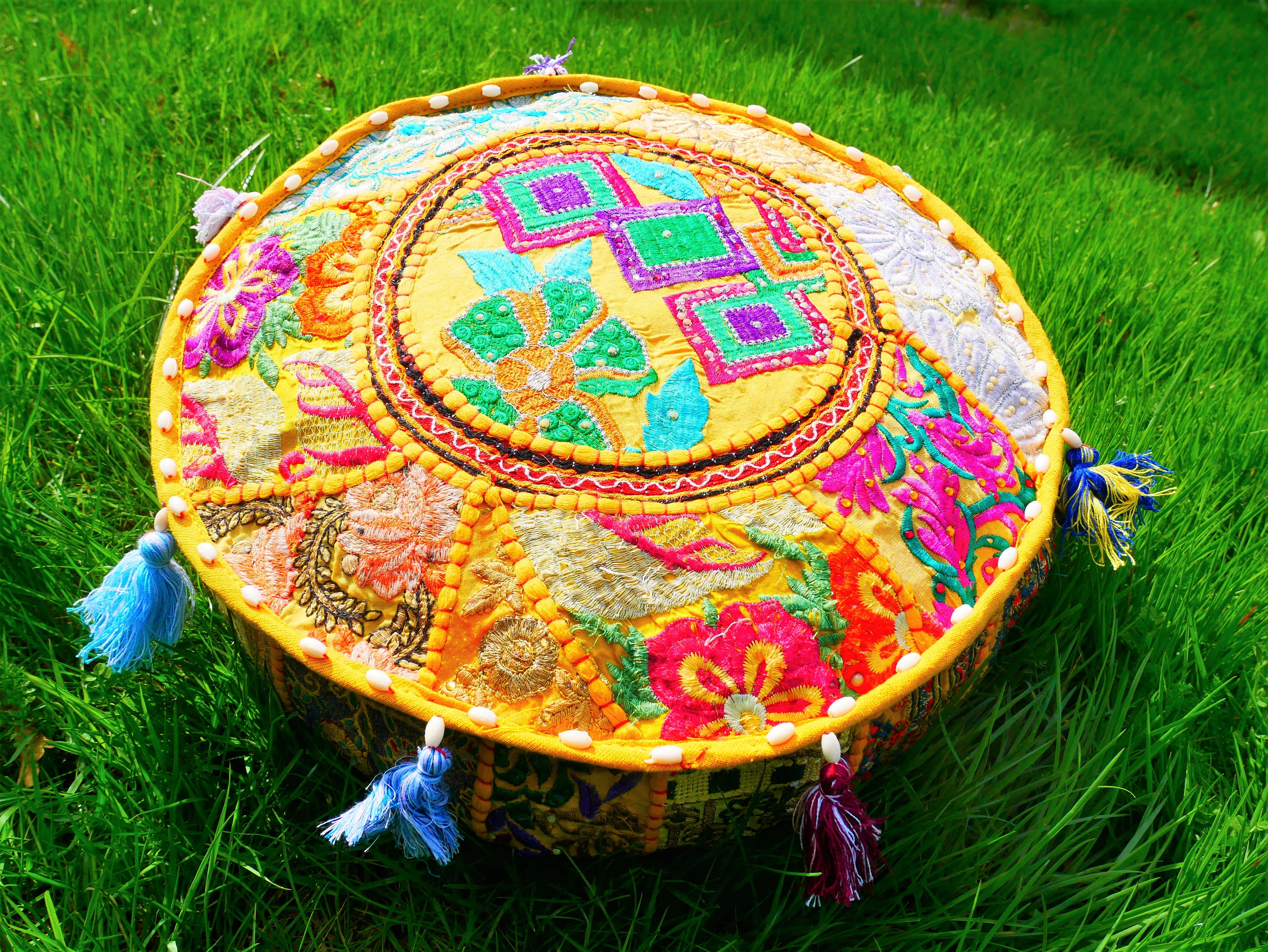 "Masala" Meditation cushion 16" floor pillow - decor throw pillow for Indian bohemian floor seating - The Shanti Home