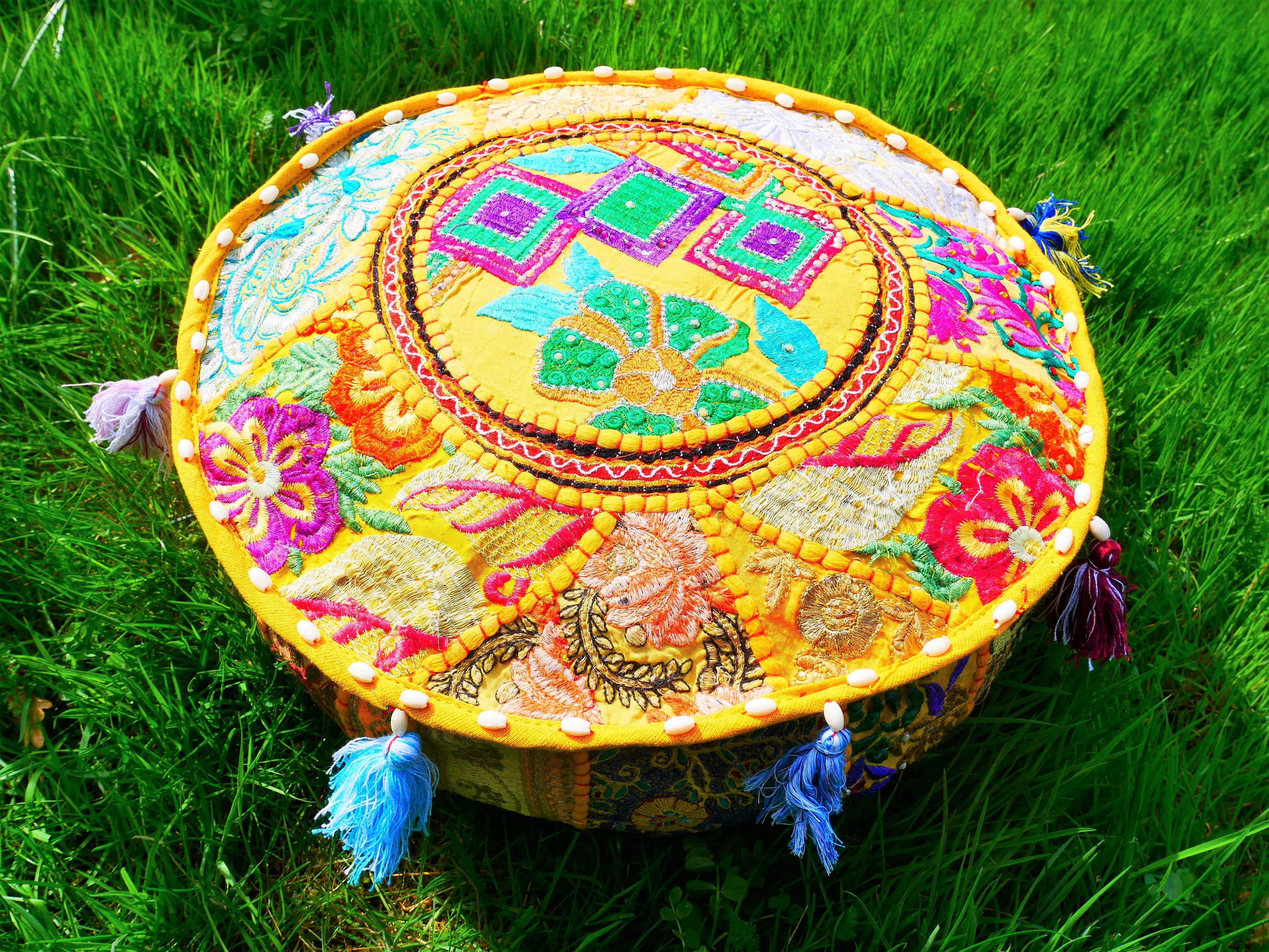 Boho Bodenkissen "Masala" Meditationskissenbezug - indisches Bodensitzkissen Patchwork